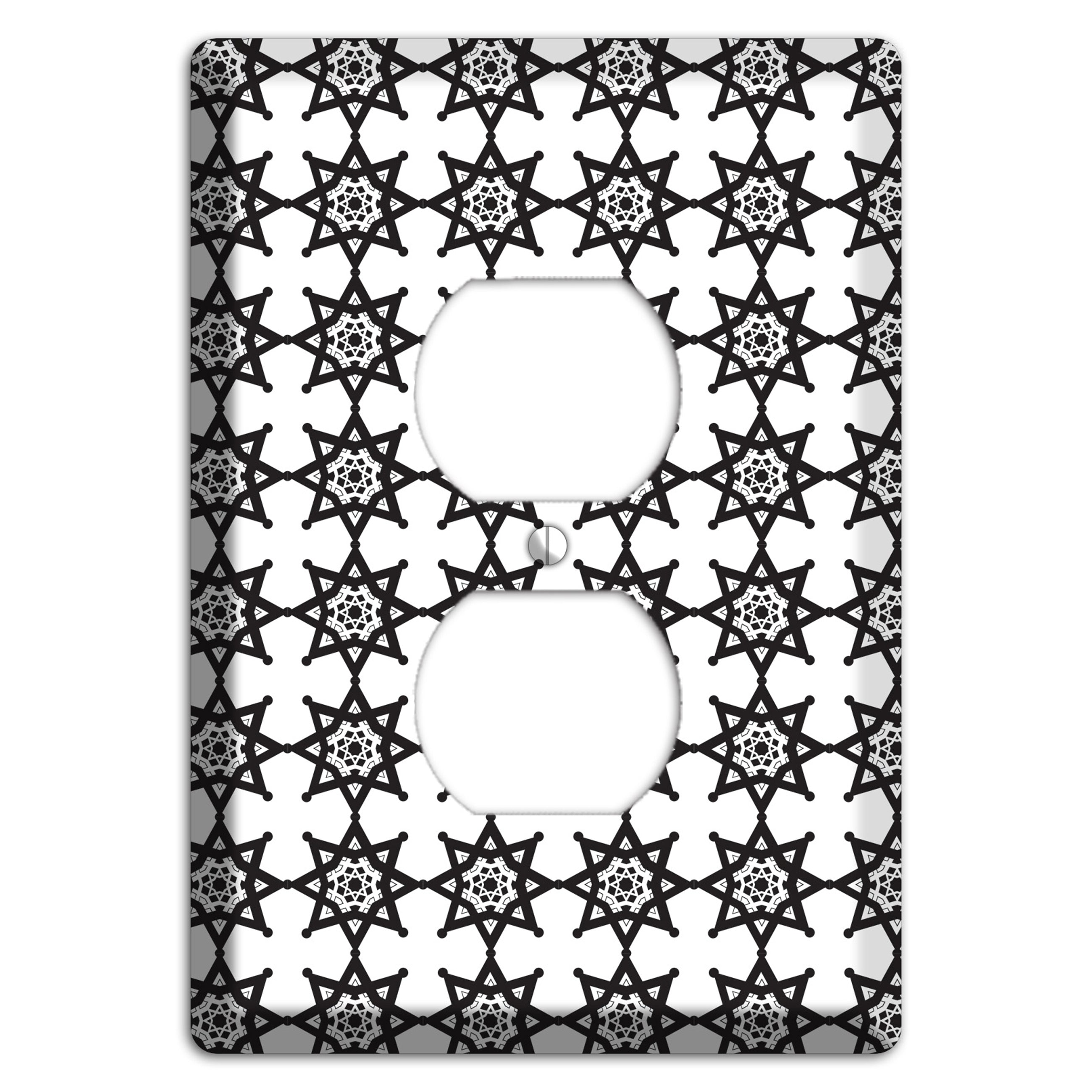 White with Black Arabesque Aster Duplex Outlet Wallplate