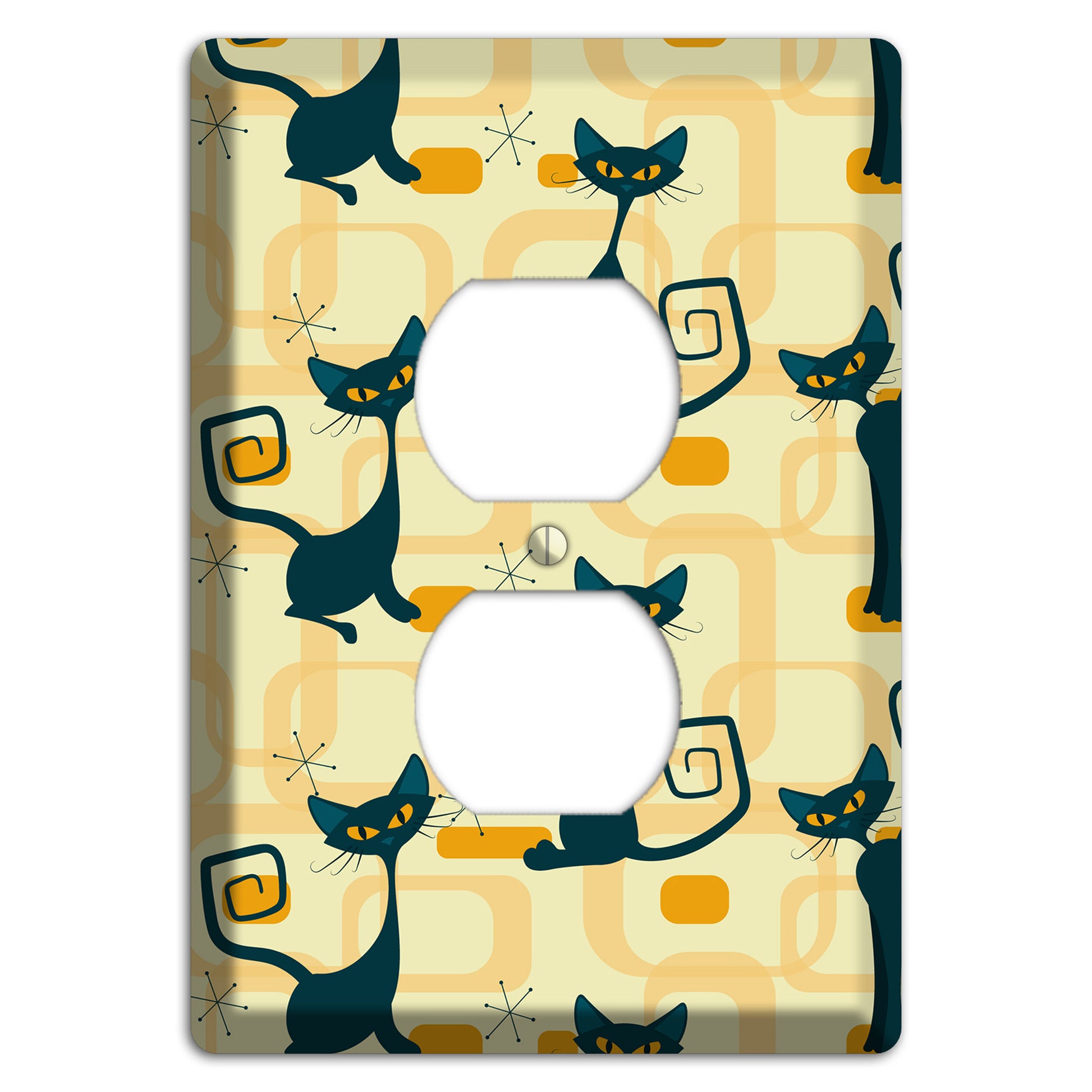 Navy Kitties Duplex Outlet Wallplate