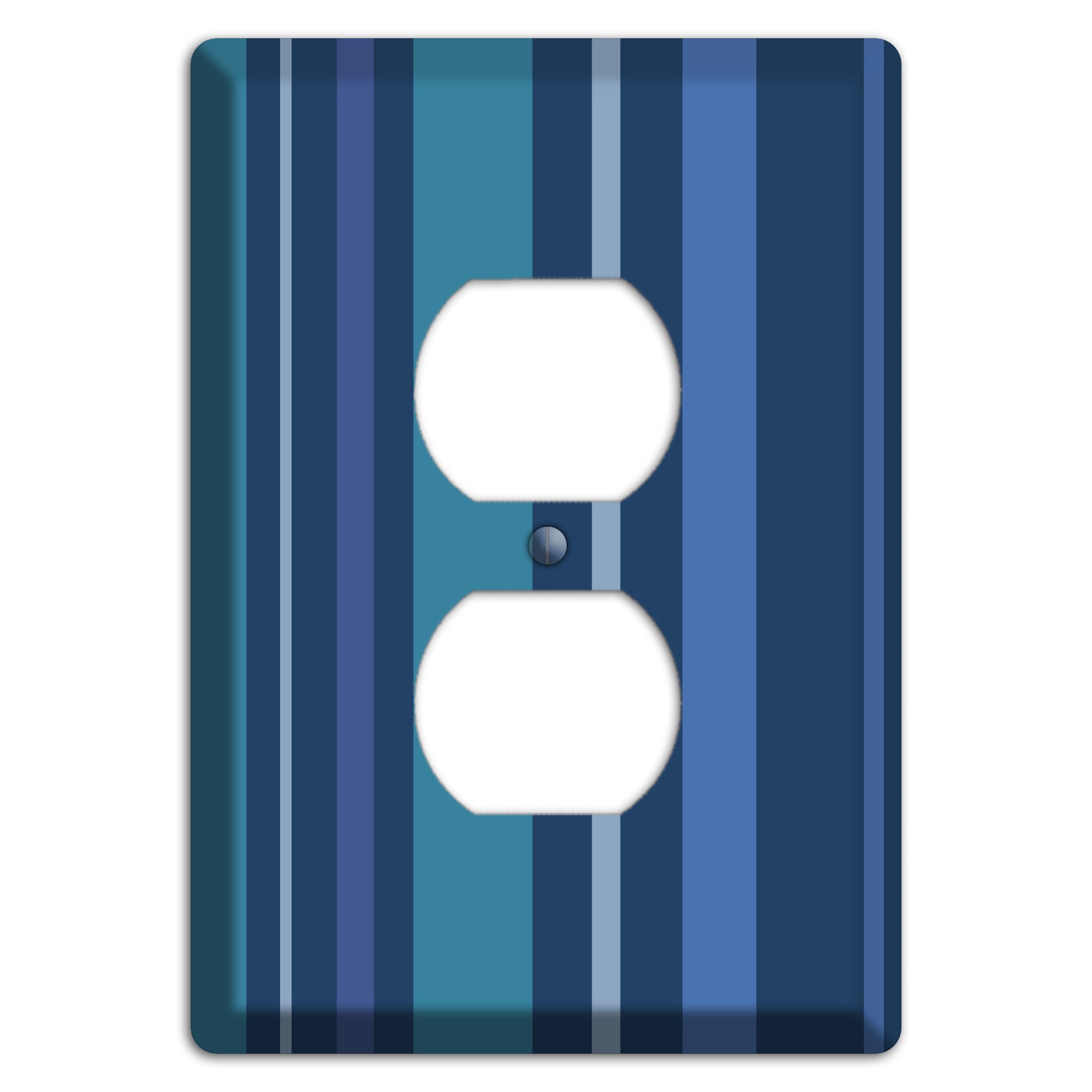 Multi Blue Vertical Stripes Duplex Outlet Wallplate