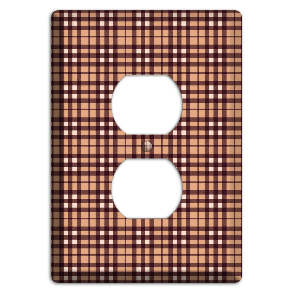 Multi Brown Plaid Duplex Outlet Wallplate