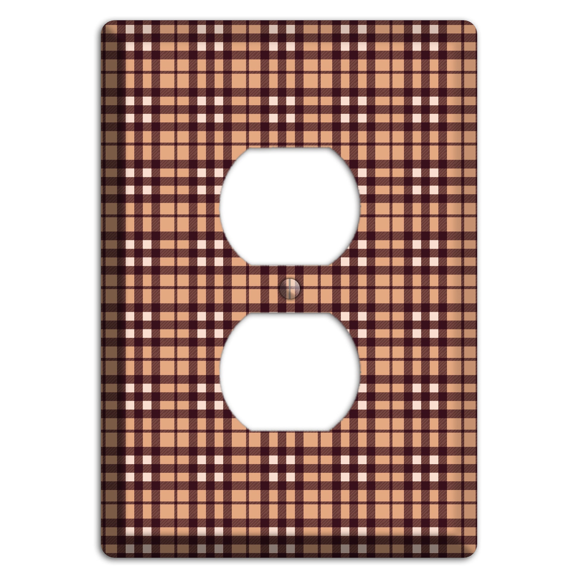 Multi Brown Plaid Duplex Outlet Wallplate