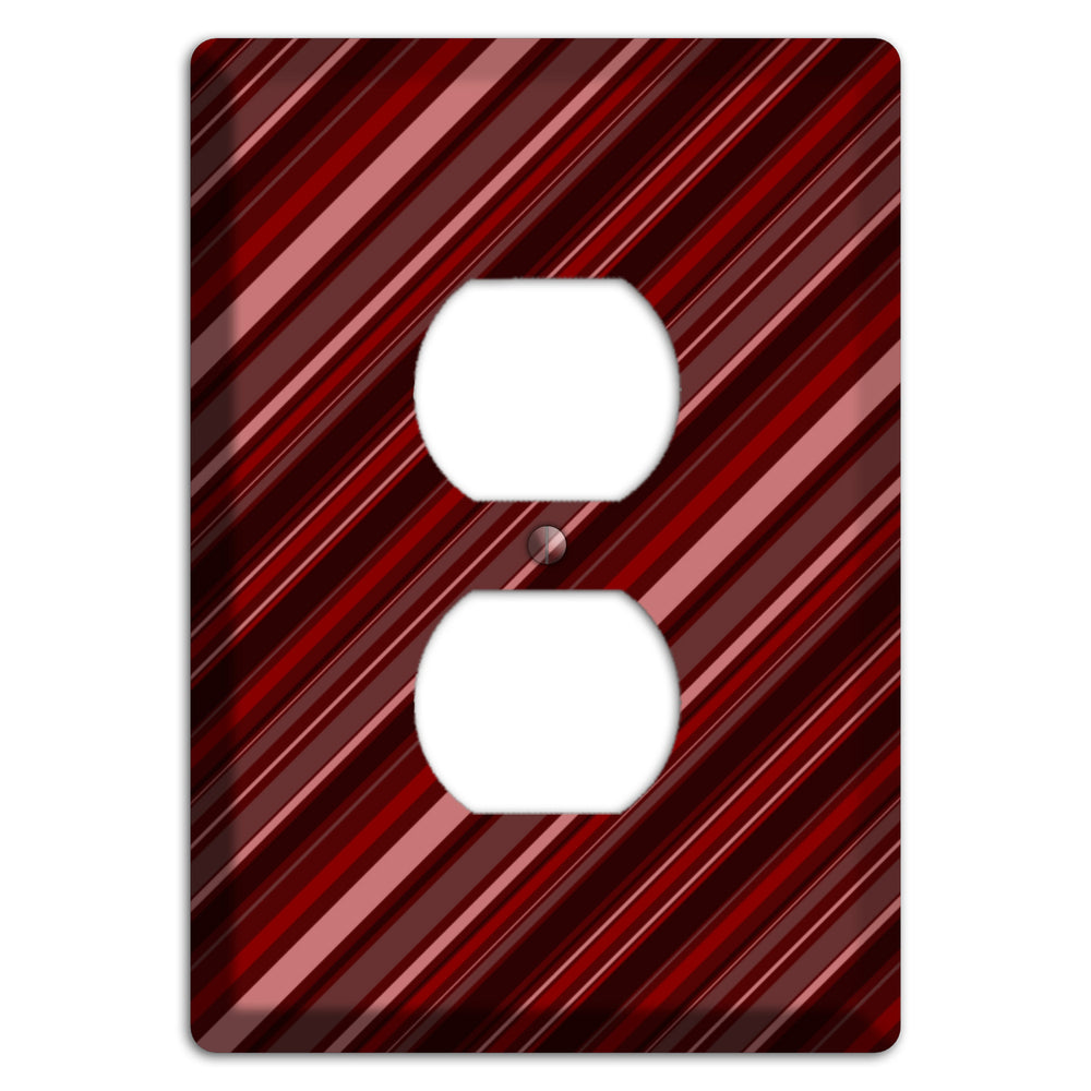 Burgundy Multi Angled Stripes 2 Duplex Outlet Wallplate