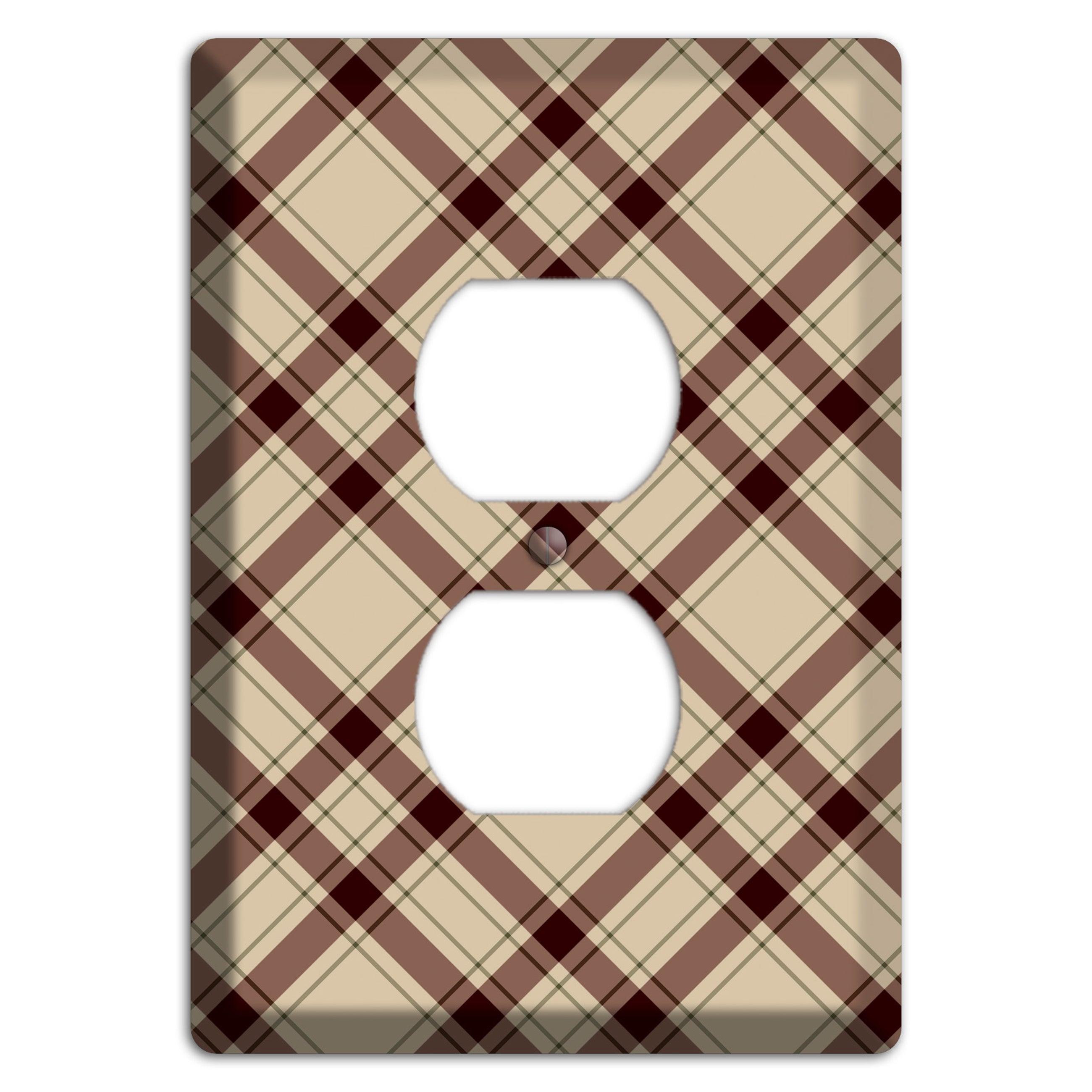 Beige and Brown Plaid Duplex Outlet Wallplate
