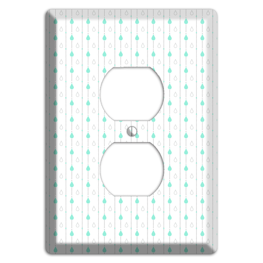 White and Blue Drops 2 Duplex Outlet Wallplate