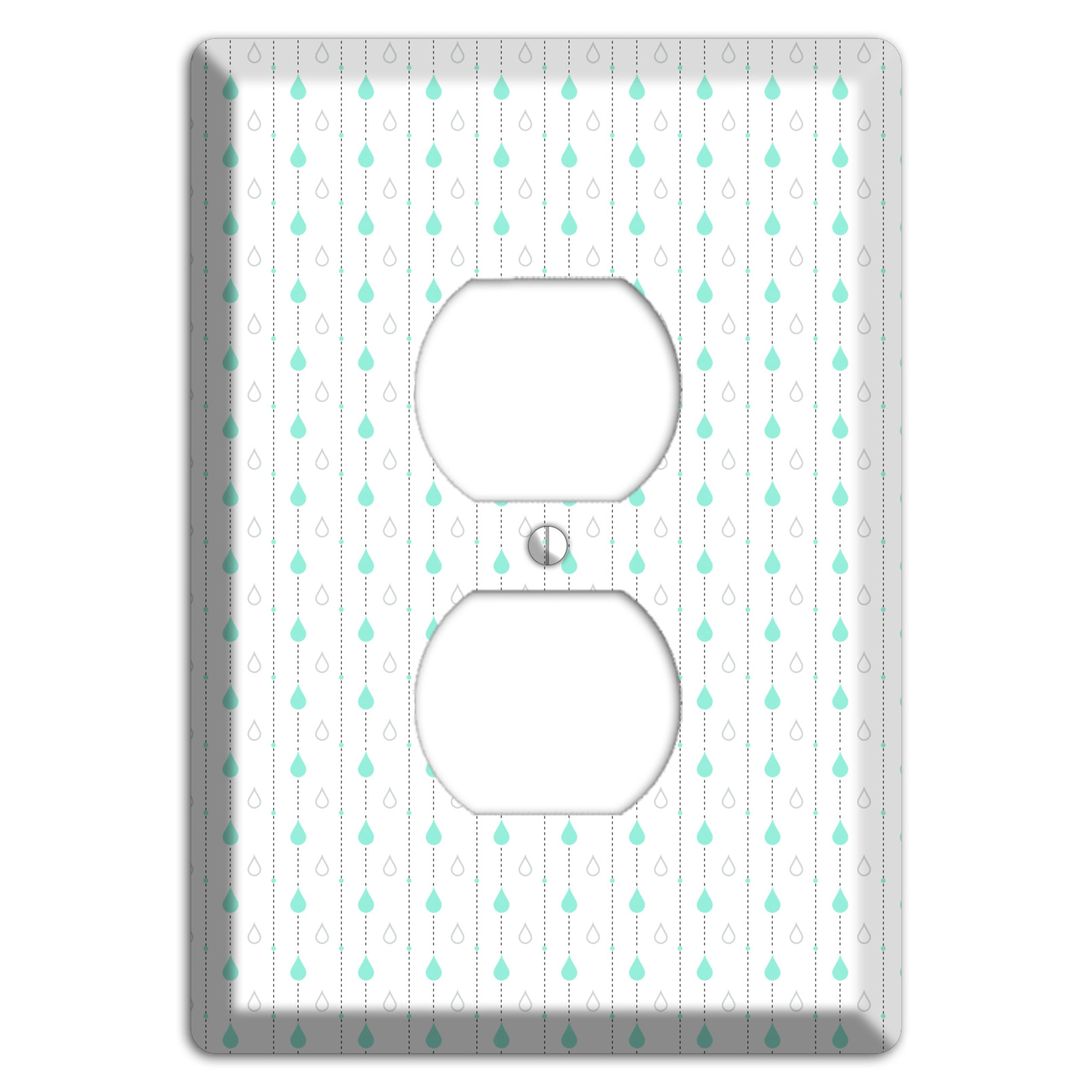 White and Blue Drops 2 Duplex Outlet Wallplate