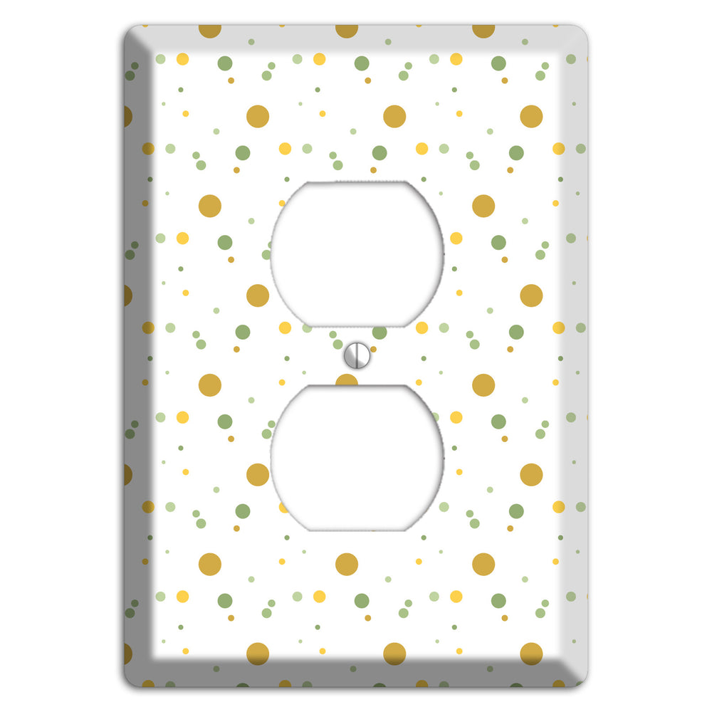 White with Multi Olive Tiny Dots Duplex Outlet Wallplate