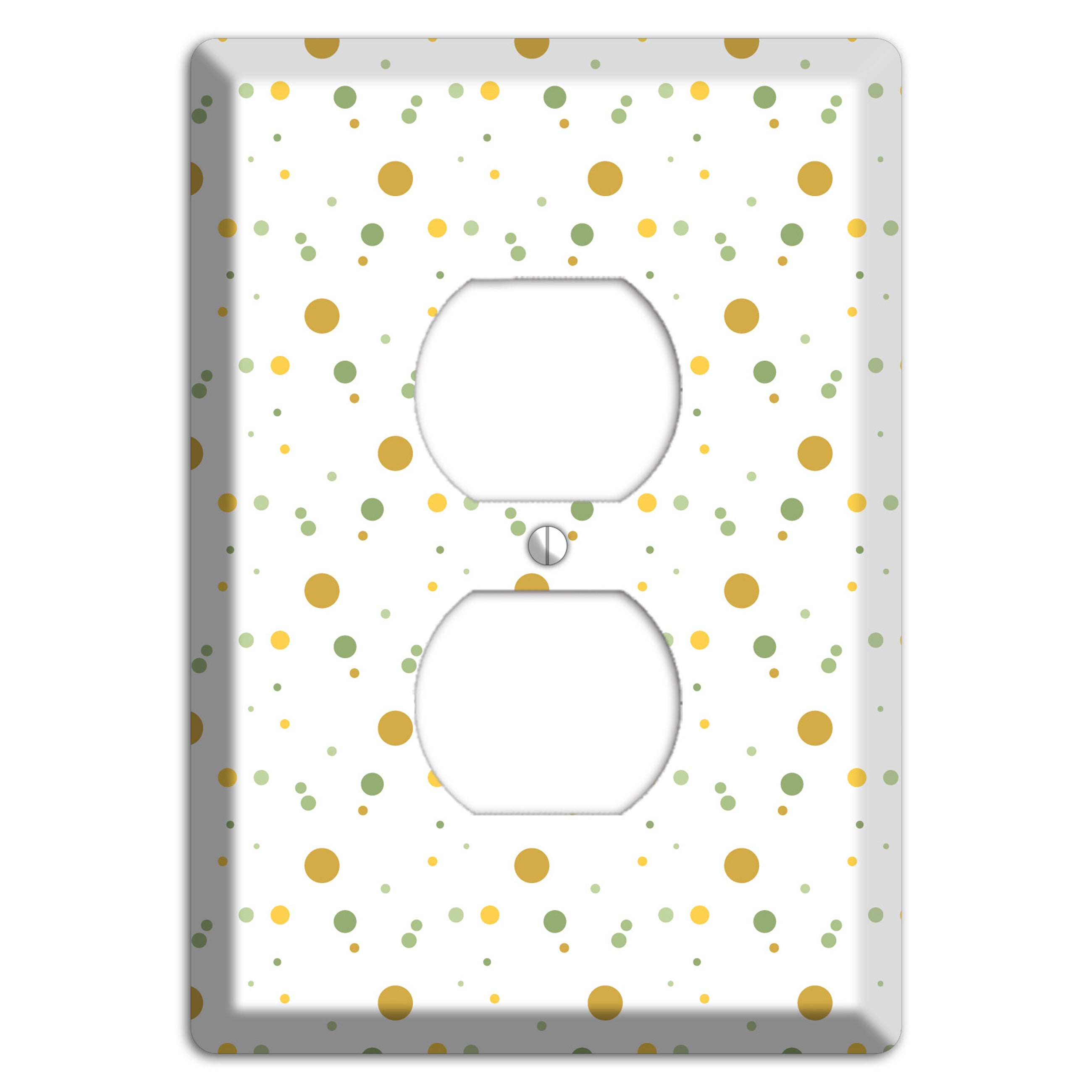 White with Multi Olive Tiny Dots Duplex Outlet Wallplate