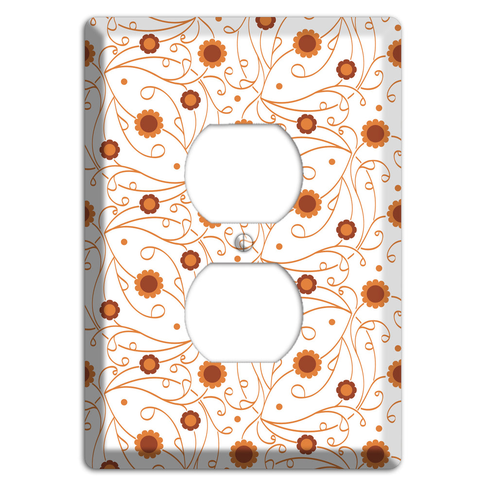 White Vine Floral Duplex Outlet Wallplate