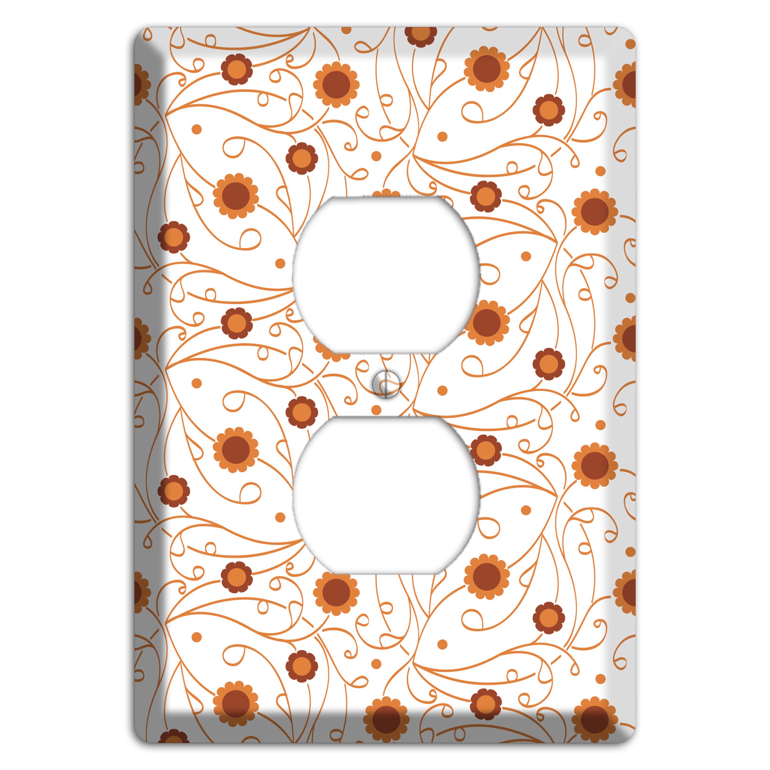 White Vine Floral Duplex Outlet Wallplate