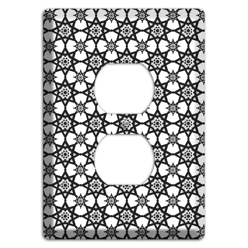 White and Black Arabesque Duplex Outlet Wallplate