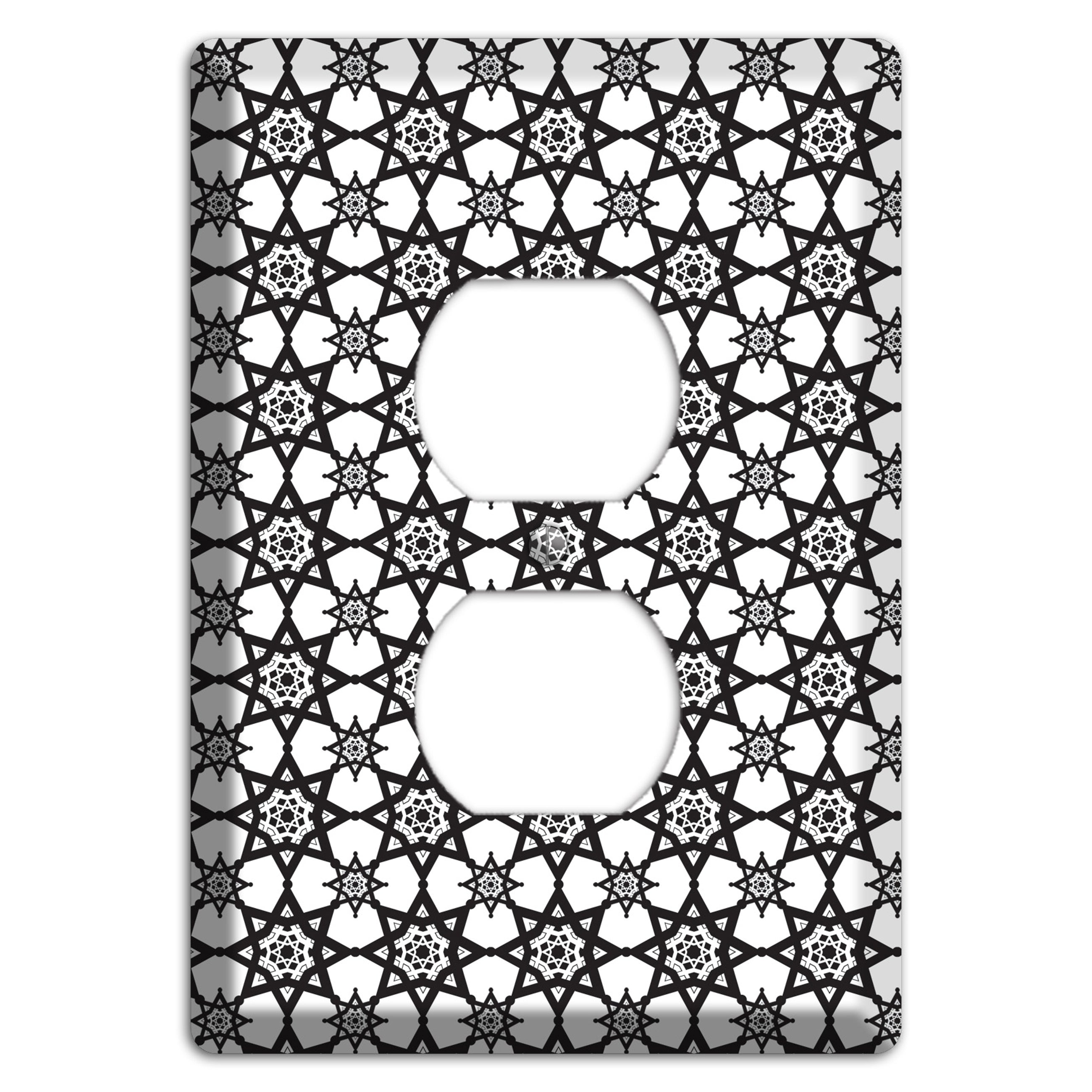 White and Black Arabesque Duplex Outlet Wallplate
