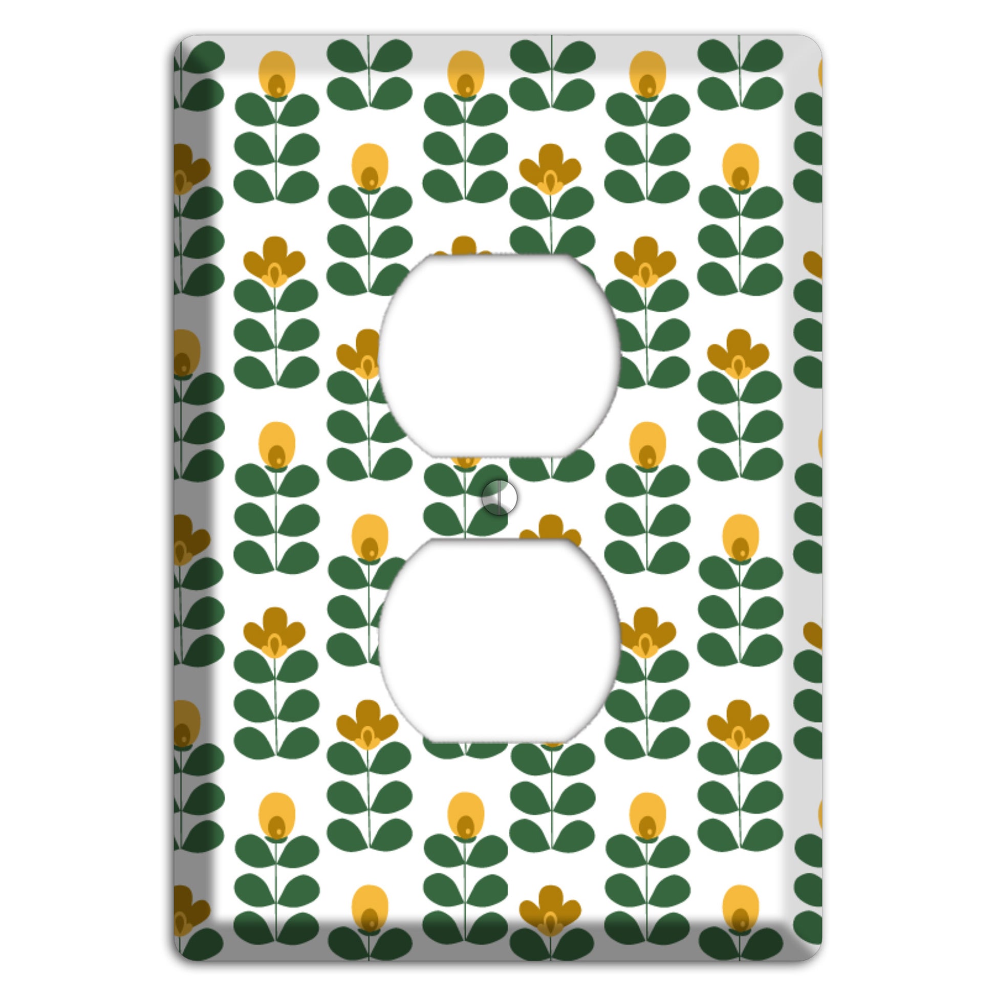 Dark Green Deco Floral Half Drop Duplex Outlet Wallplate