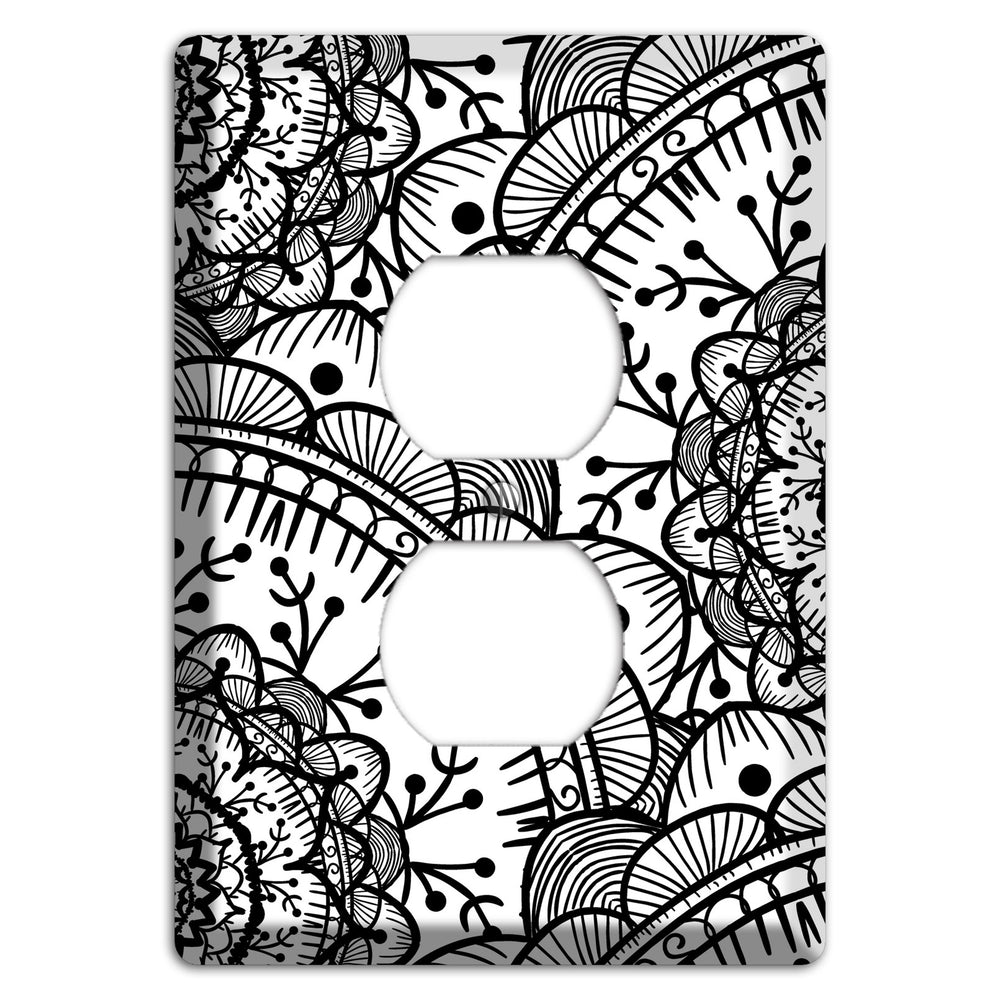 Mandala Black and White Style Q Cover Plates Duplex Outlet Wallplate