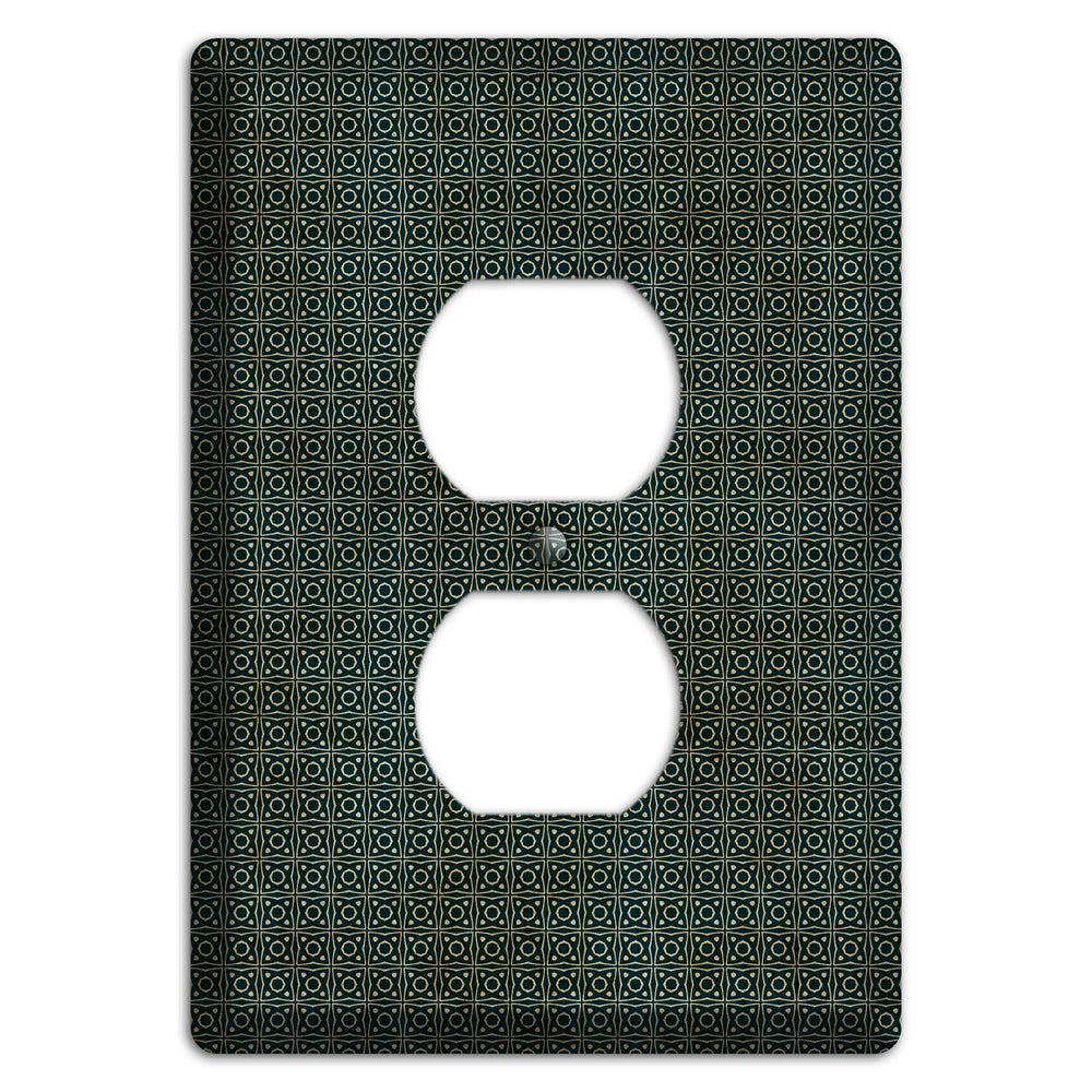 Dark Green Grunge Tiny Tiled Tapestry 4 Duplex Outlet Wallplate