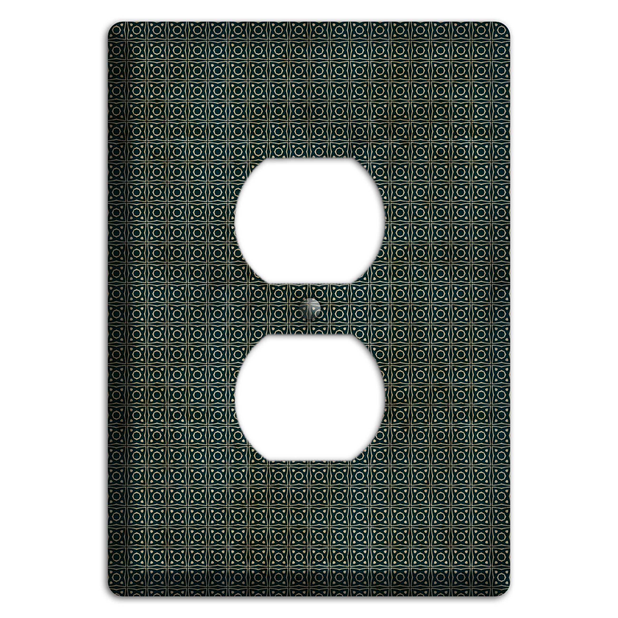Dark Green Grunge Tiny Tiled Tapestry 4 Duplex Outlet Wallplate