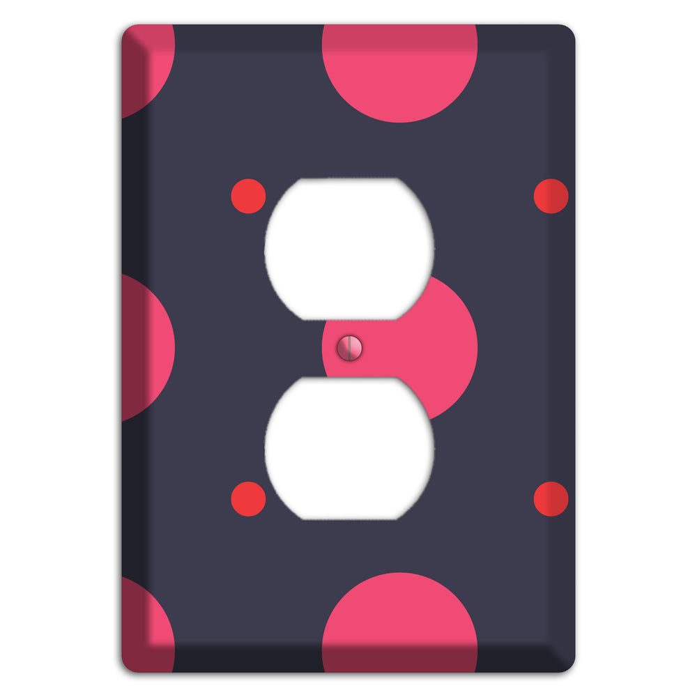 Dark Grey with Fuschia Multi Tiled Medium Dots Duplex Outlet Wallplate