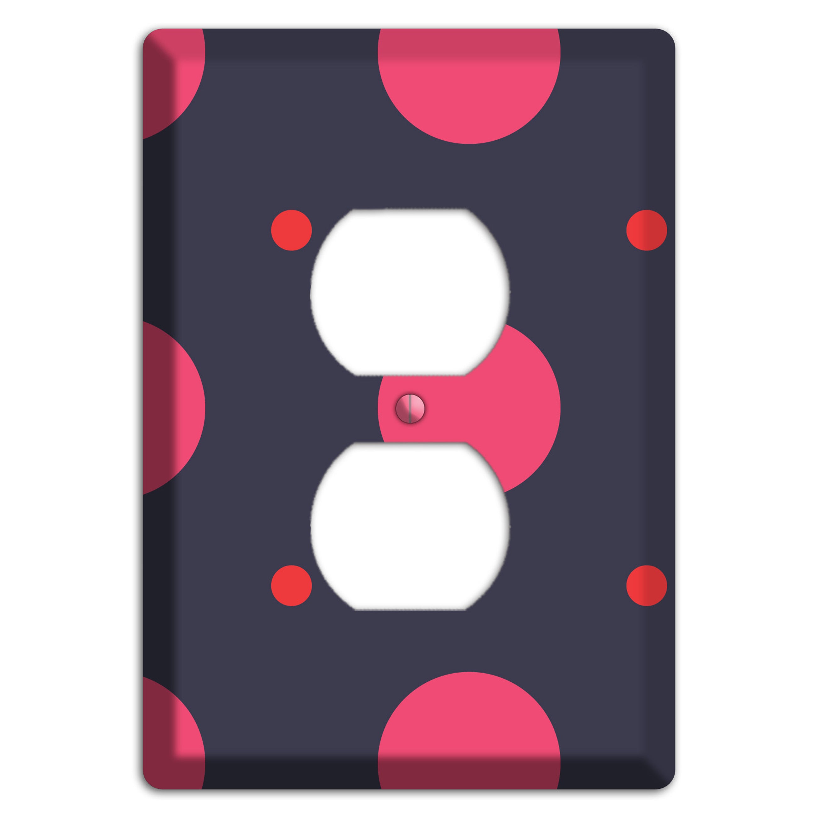 Dark Grey with Fuschia Multi Tiled Medium Dots Duplex Outlet Wallplate