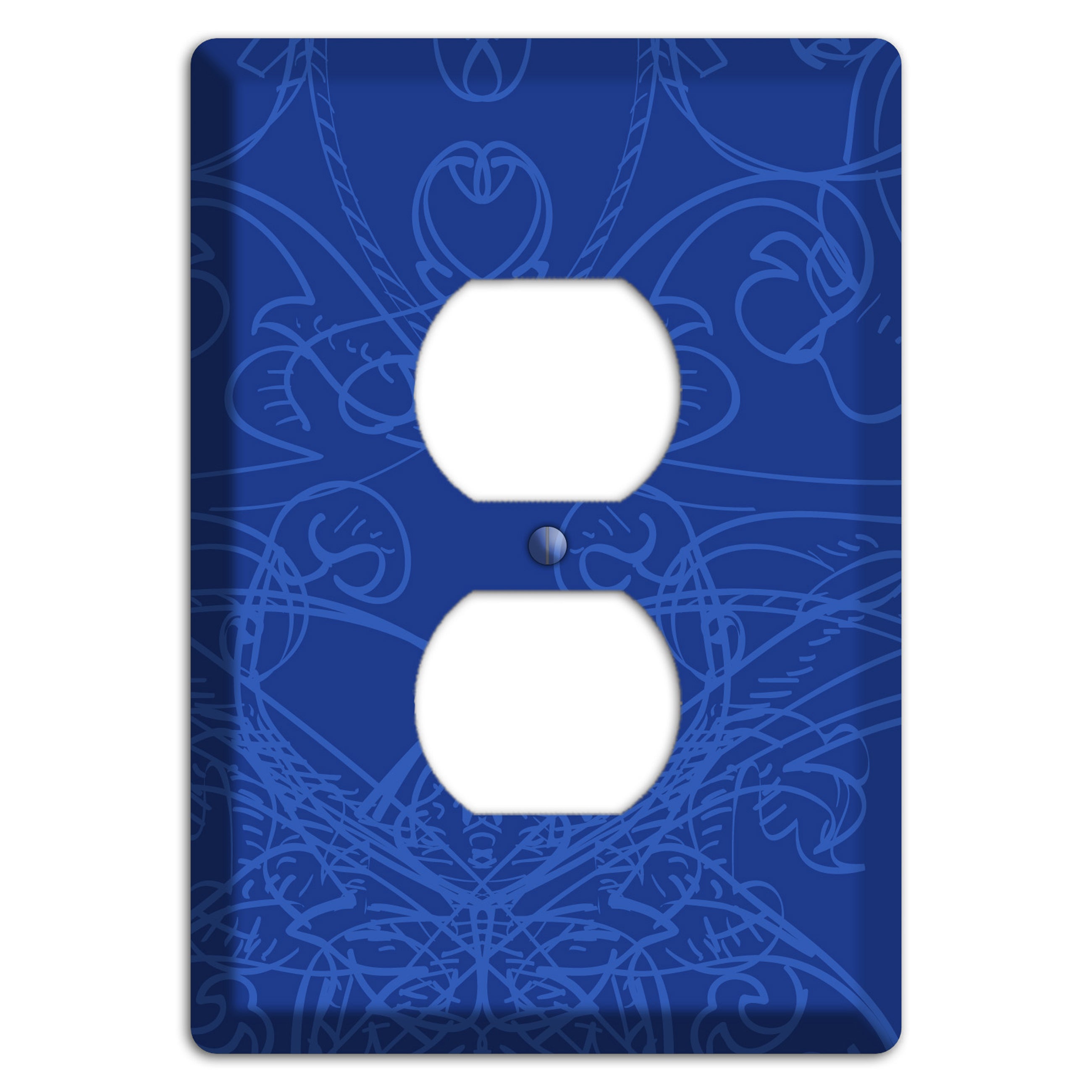 Blue Deco Sketch Duplex Outlet Wallplate