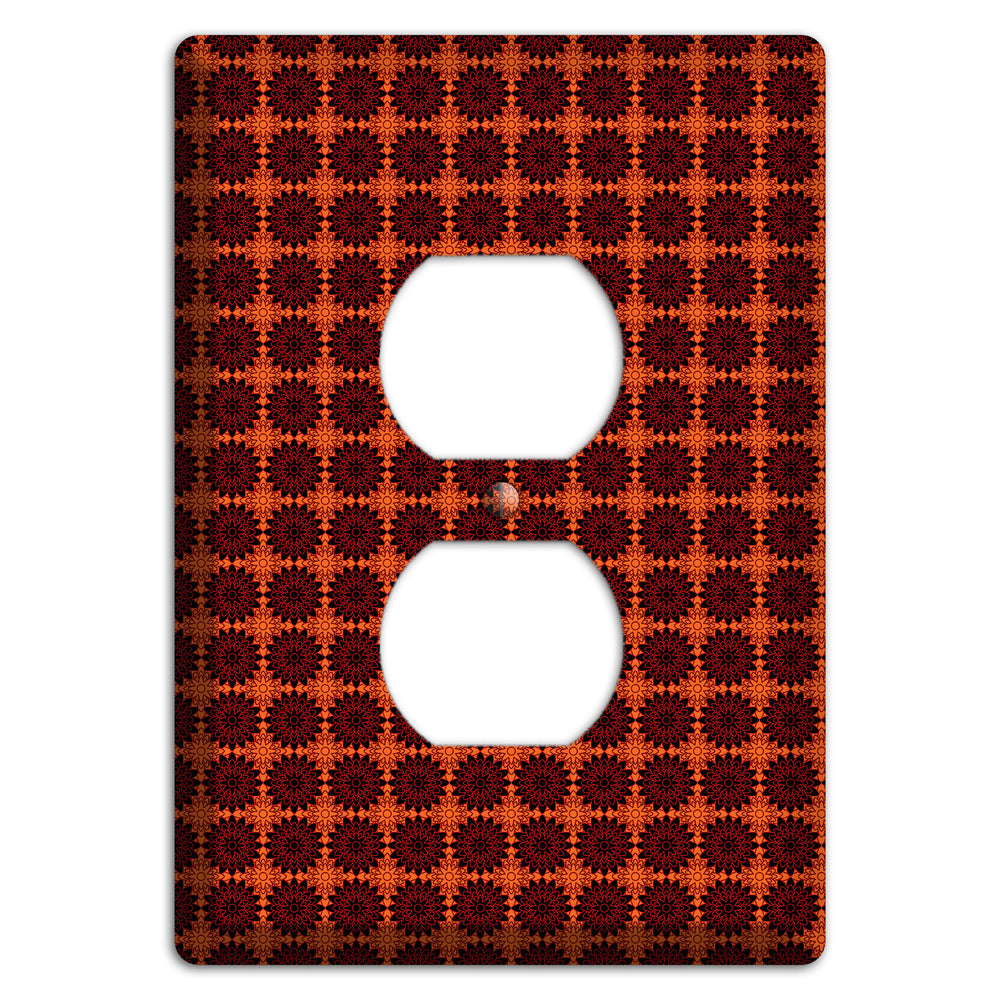 Red with Tiled Maroon Foulard Duplex Outlet Wallplate