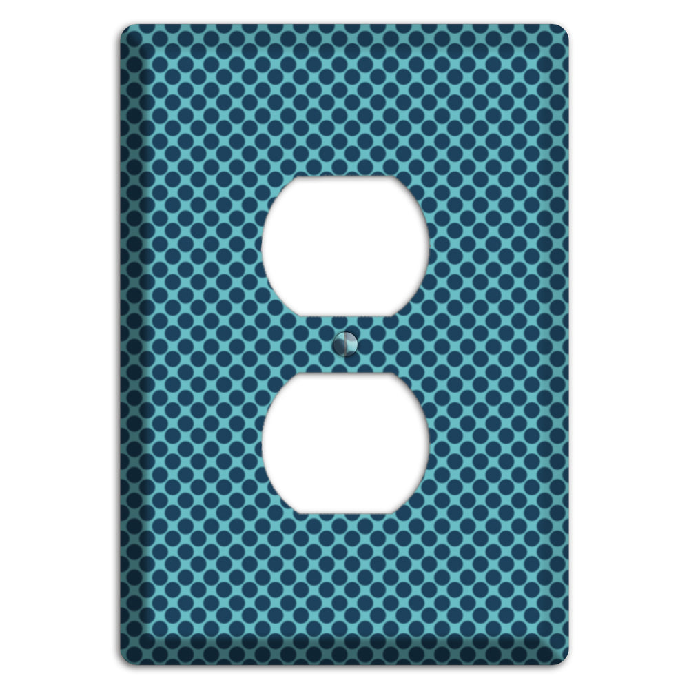 Turquoise with Blue Packed Polka Dots Duplex Outlet Wallplate