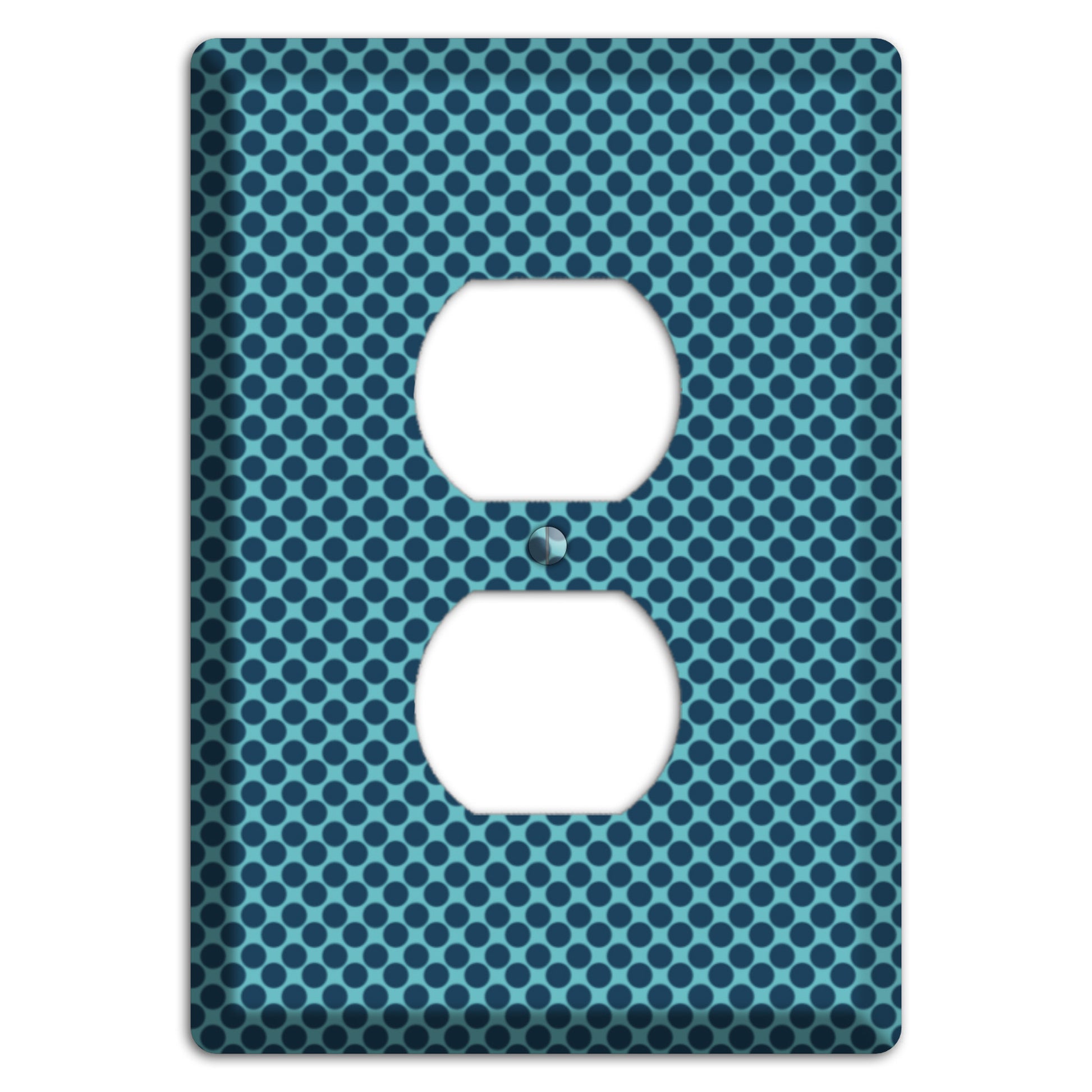 Turquoise with Blue Packed Polka Dots Duplex Outlet Wallplate