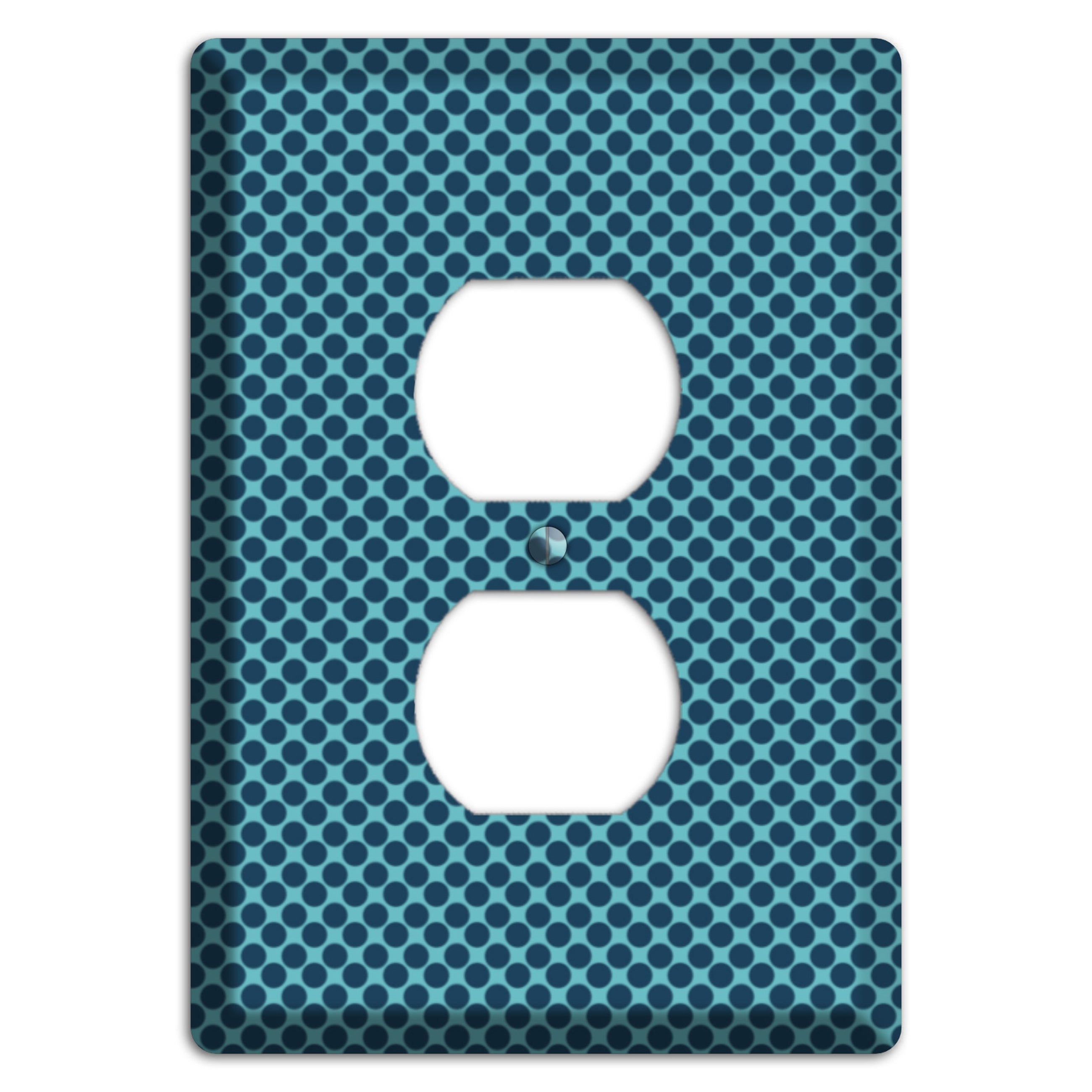 Turquoise with Blue Packed Polka Dots Duplex Outlet Wallplate