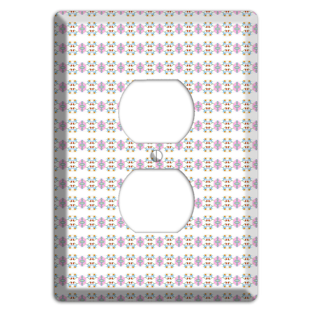 White with Lavendar Green Red Tapestry Duplex Outlet Wallplate
