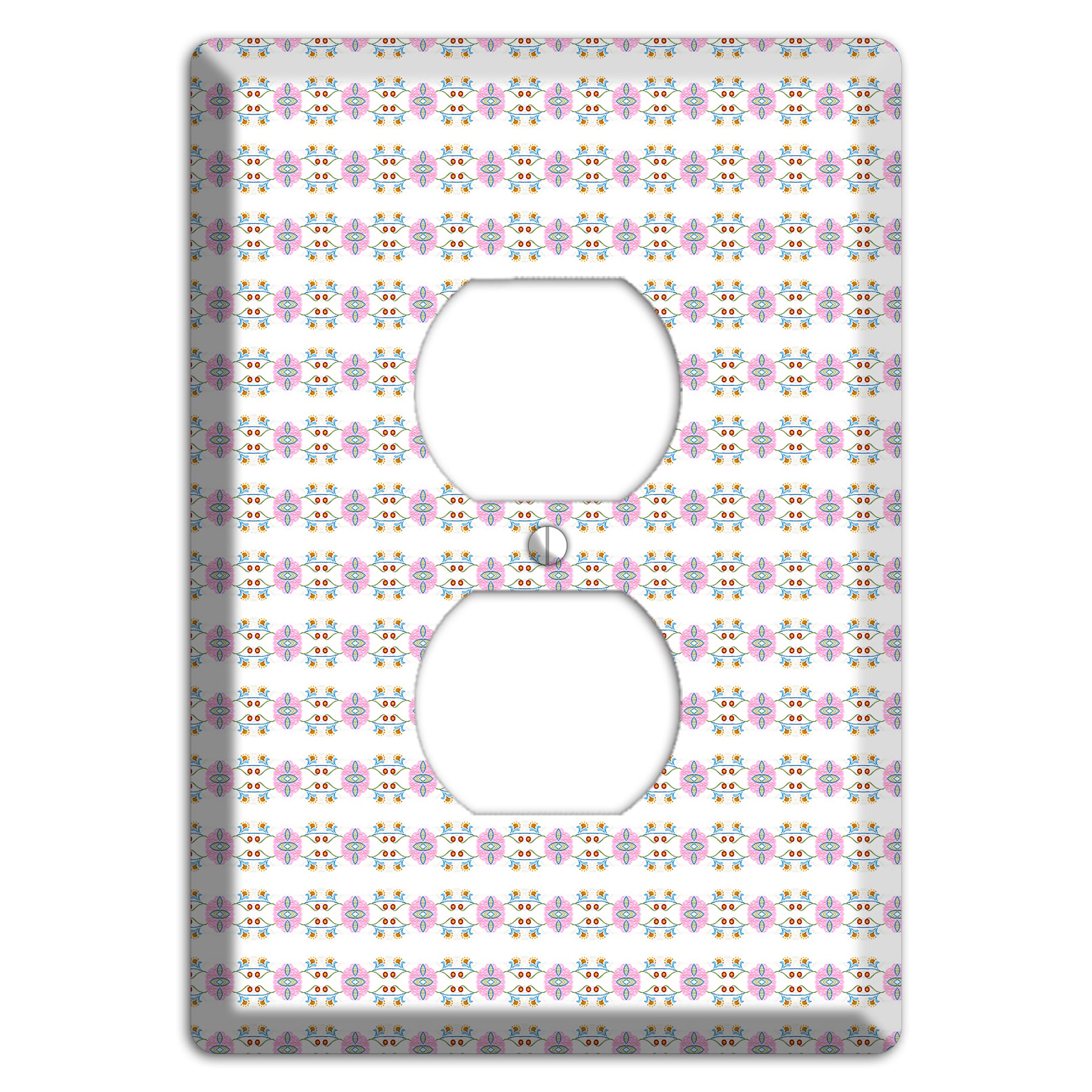 White with Lavendar Green Red Tapestry Duplex Outlet Wallplate