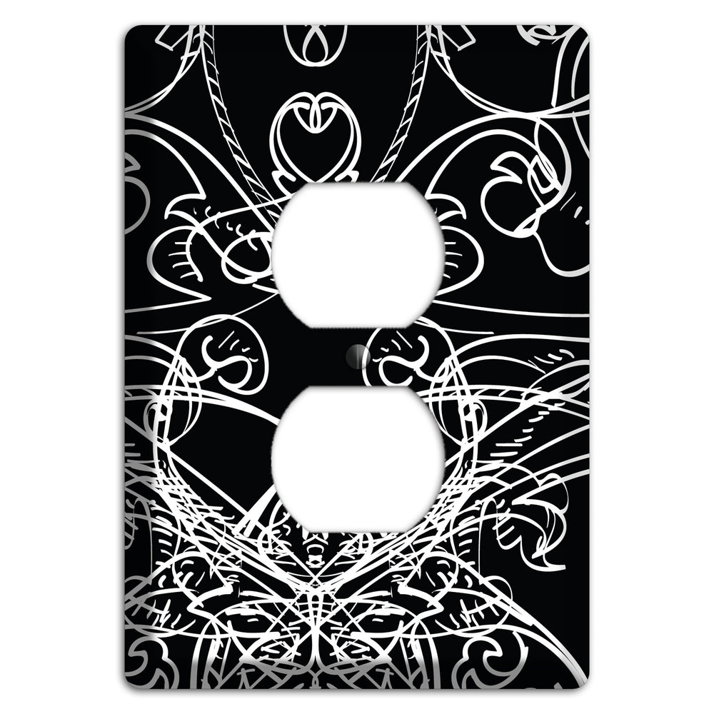 Black Deco Sketch Duplex Outlet Wallplate