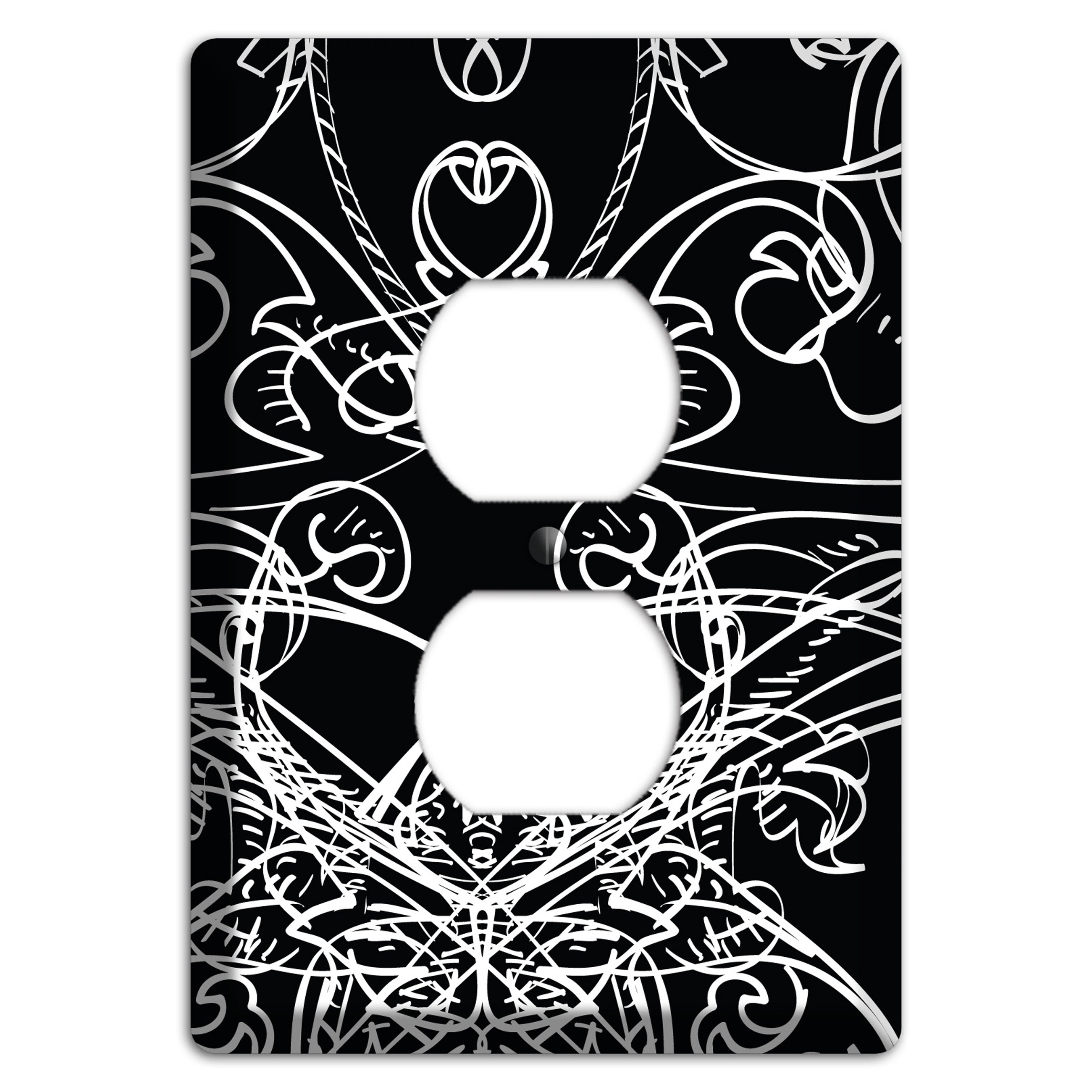 Black Deco Sketch Duplex Outlet Wallplate