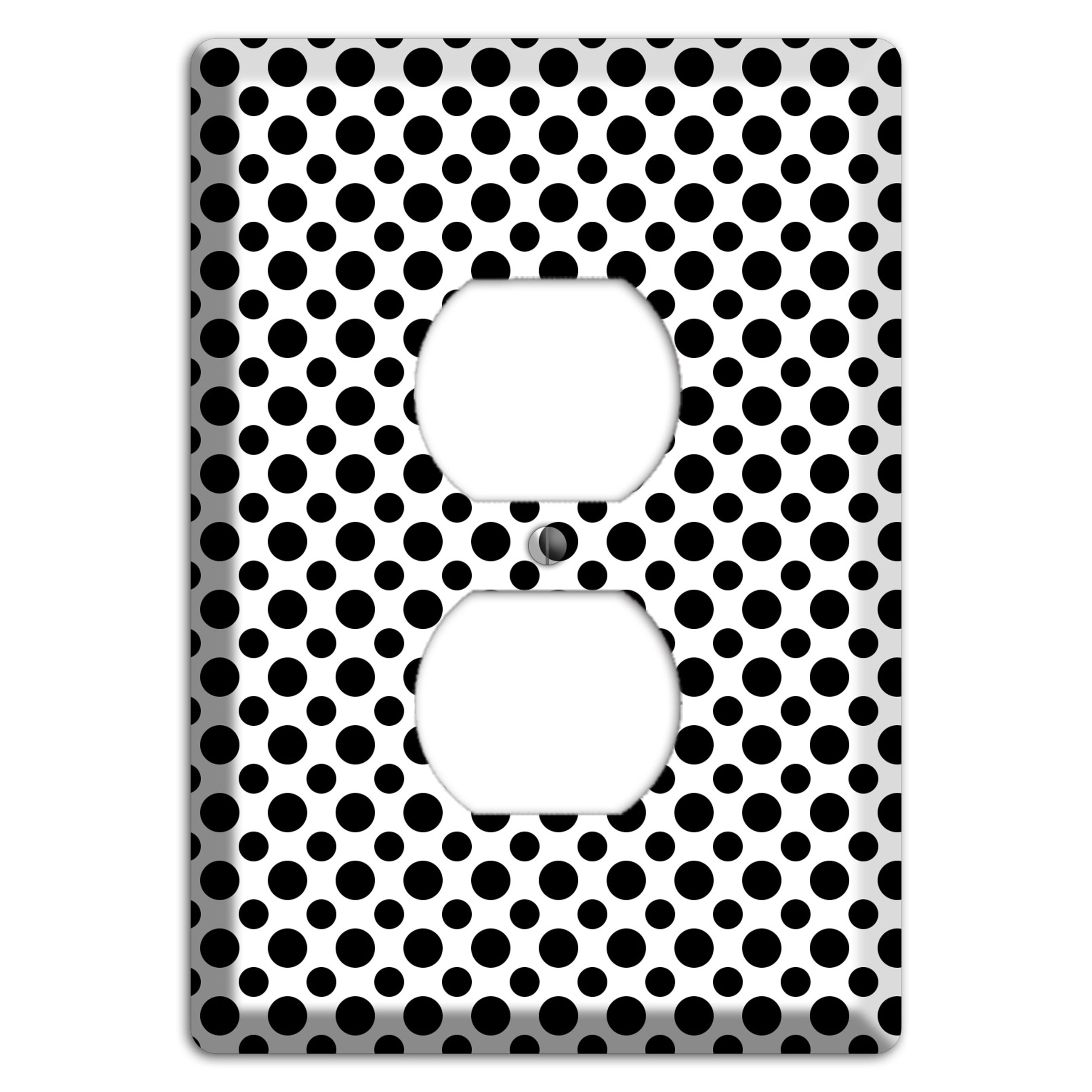 White with Black Multi Small Polka Dots Duplex Outlet Wallplate