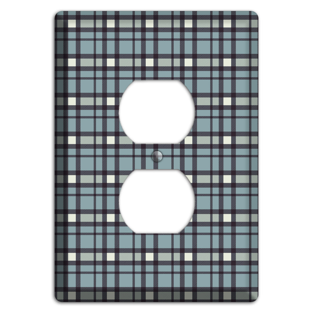 Dusty Blue Plaid Duplex Outlet Wallplate