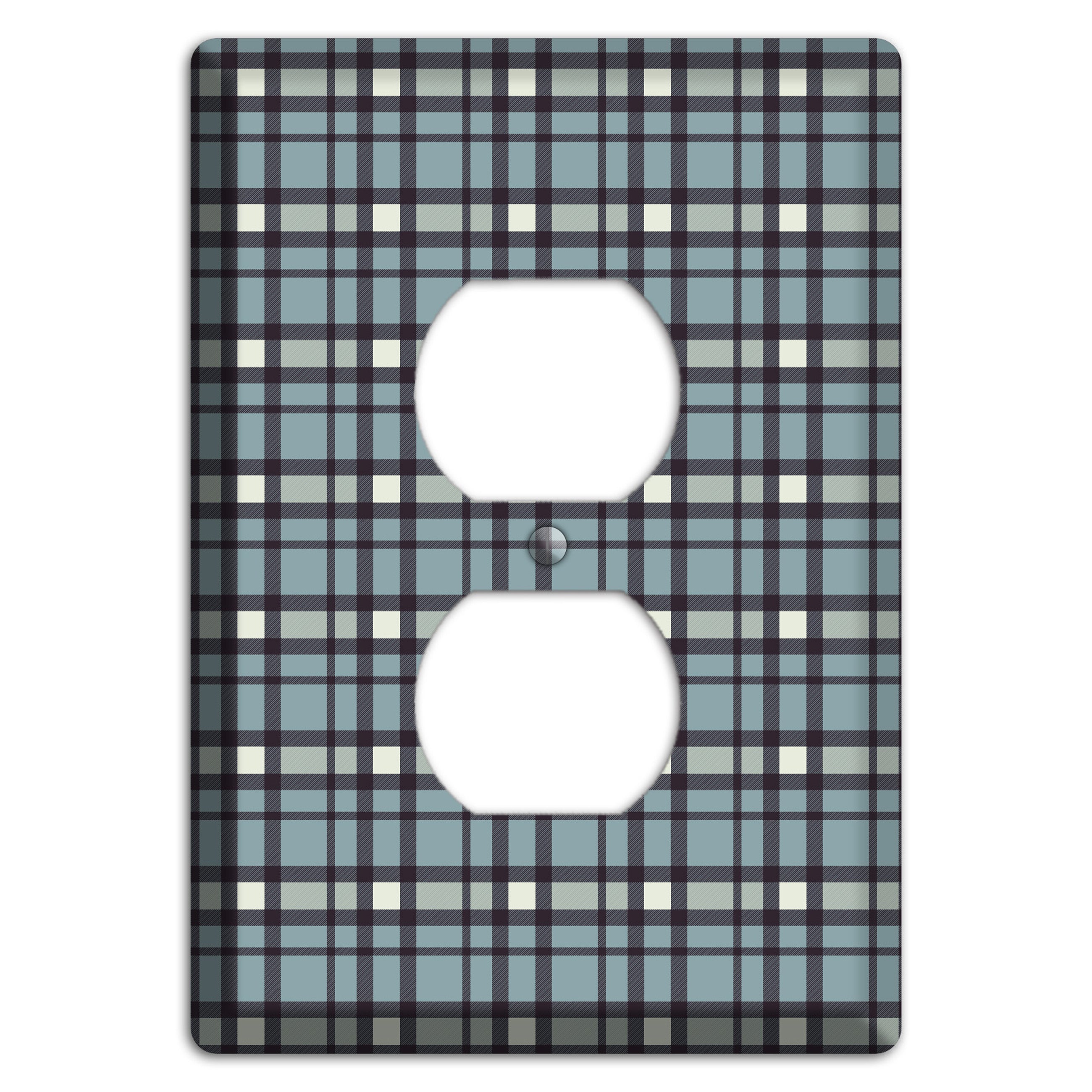 Dusty Blue Plaid Duplex Outlet Wallplate