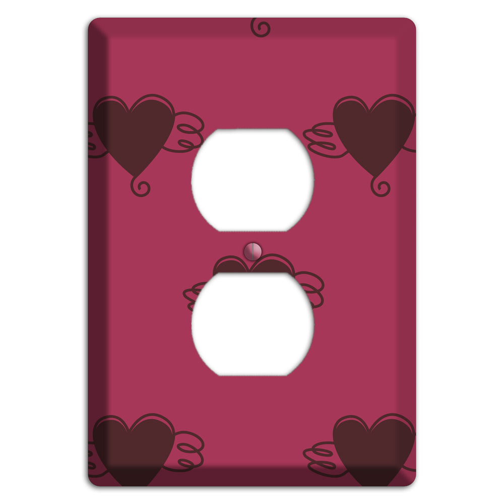 Fuschia Winged Hearts 2 Duplex Outlet Wallplate
