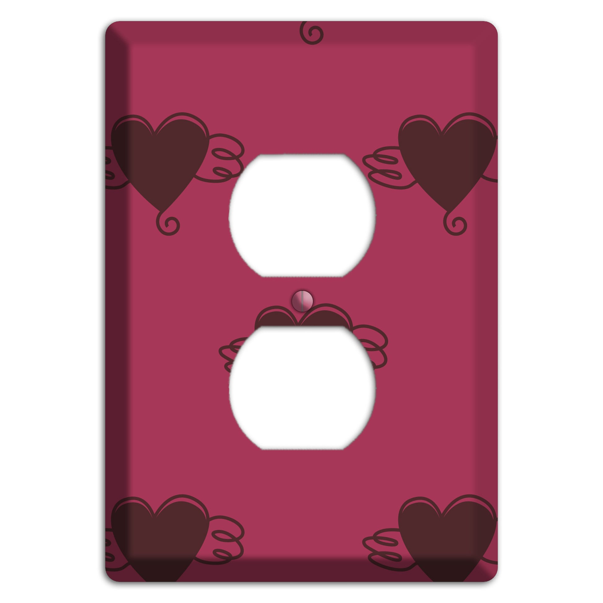 Fuschia Winged Hearts 2 Duplex Outlet Wallplate