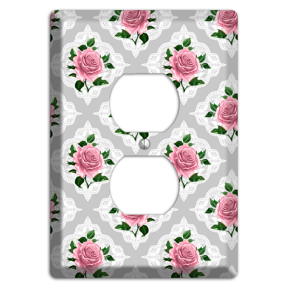 Gray Rose Doily Duplex Outlet Wallplate