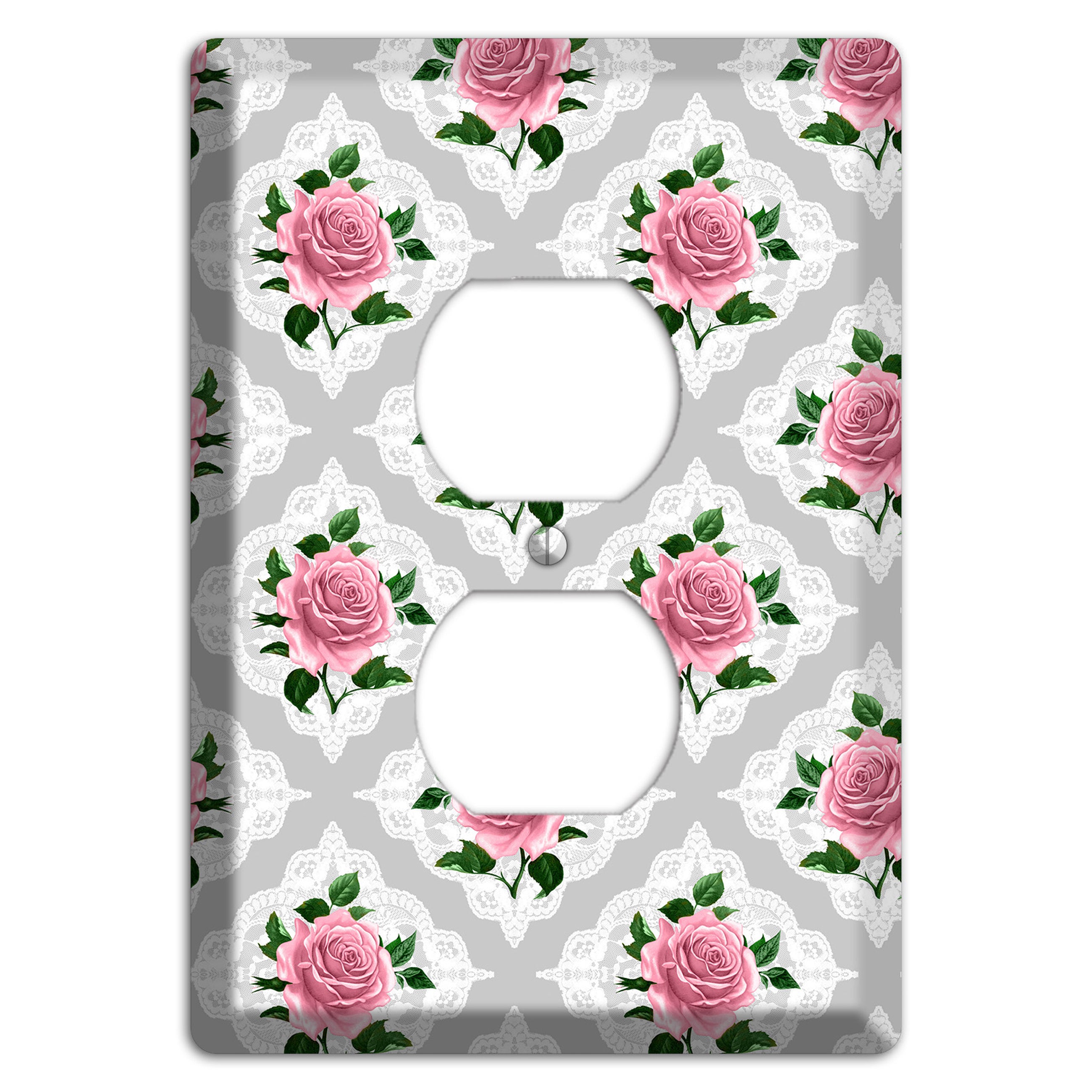 Gray Rose Doily Duplex Outlet Wallplate