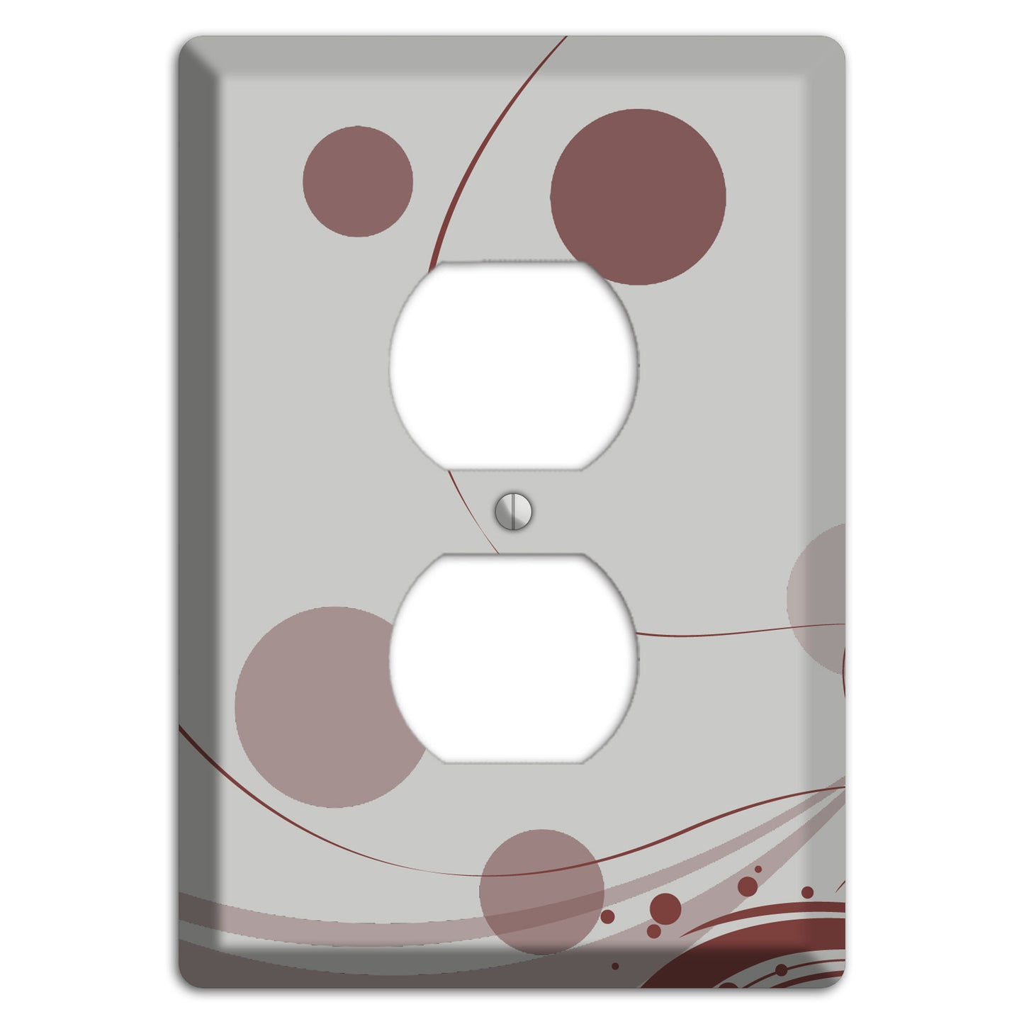 Grey with Maroon Dots and Swirls Duplex Outlet Wallplate