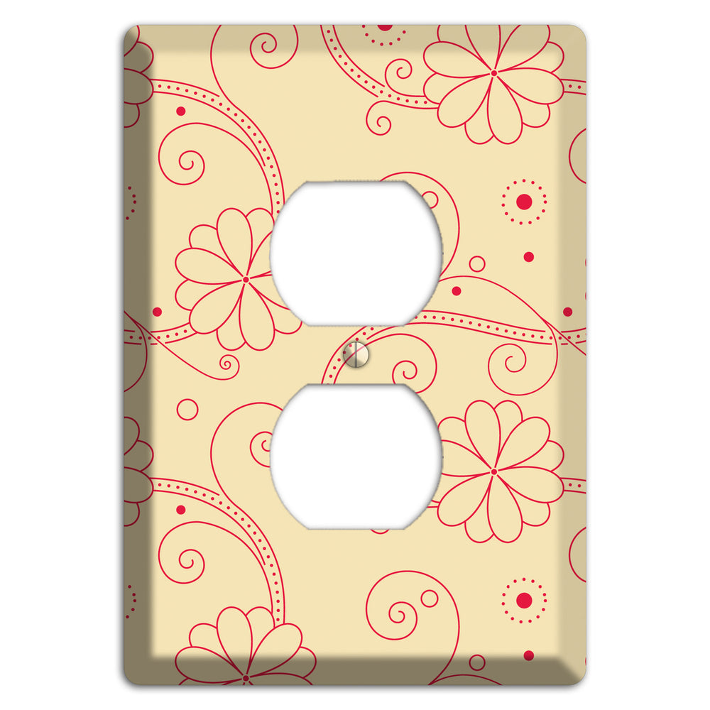 Off White Floral Swirl Duplex Outlet Wallplate