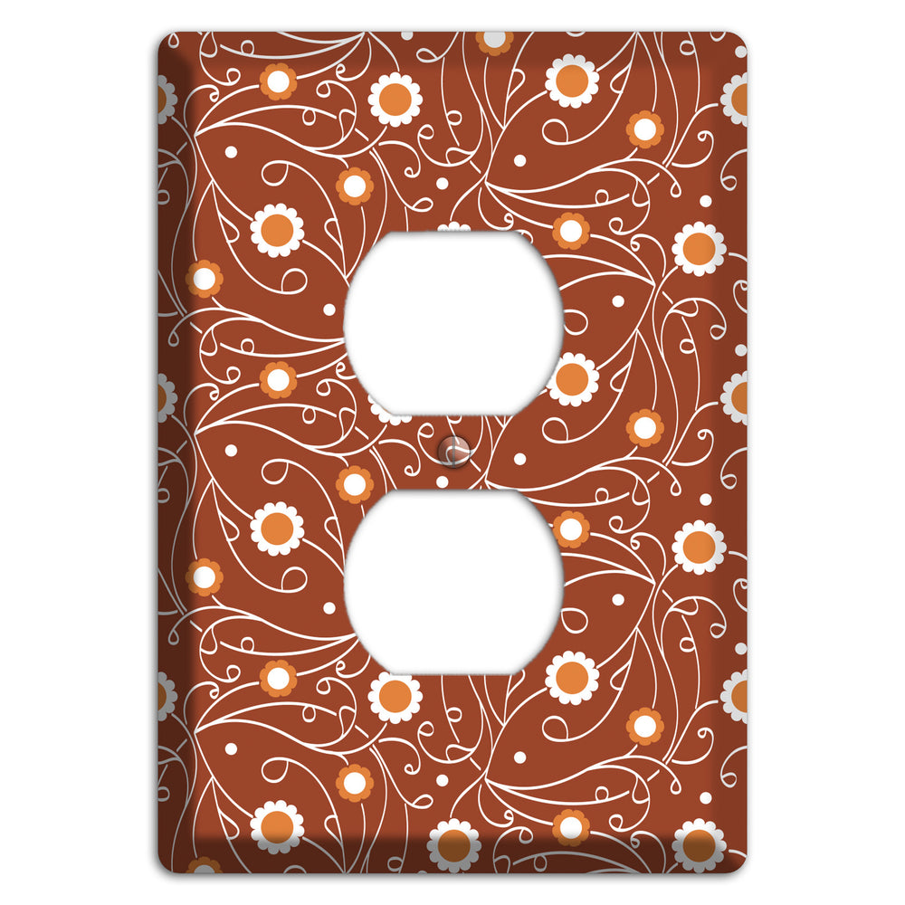 Brown Vine Floral Duplex Outlet Wallplate