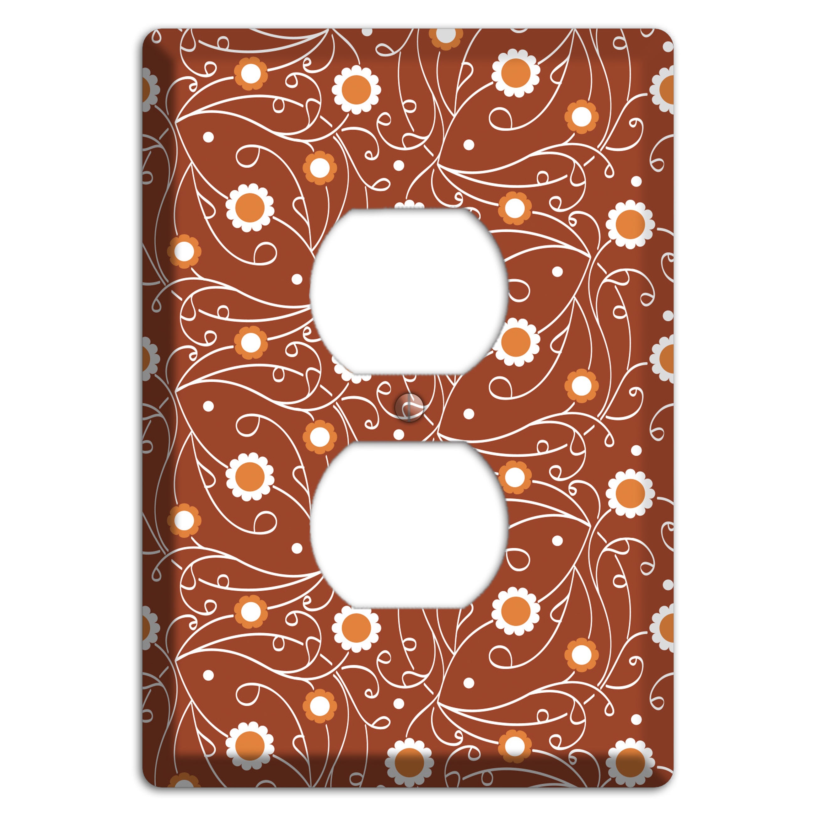 Brown Vine Floral Duplex Outlet Wallplate