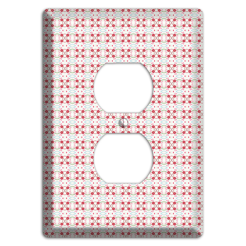 White with Red Ball and Stick Tapestry Duplex Outlet Wallplate