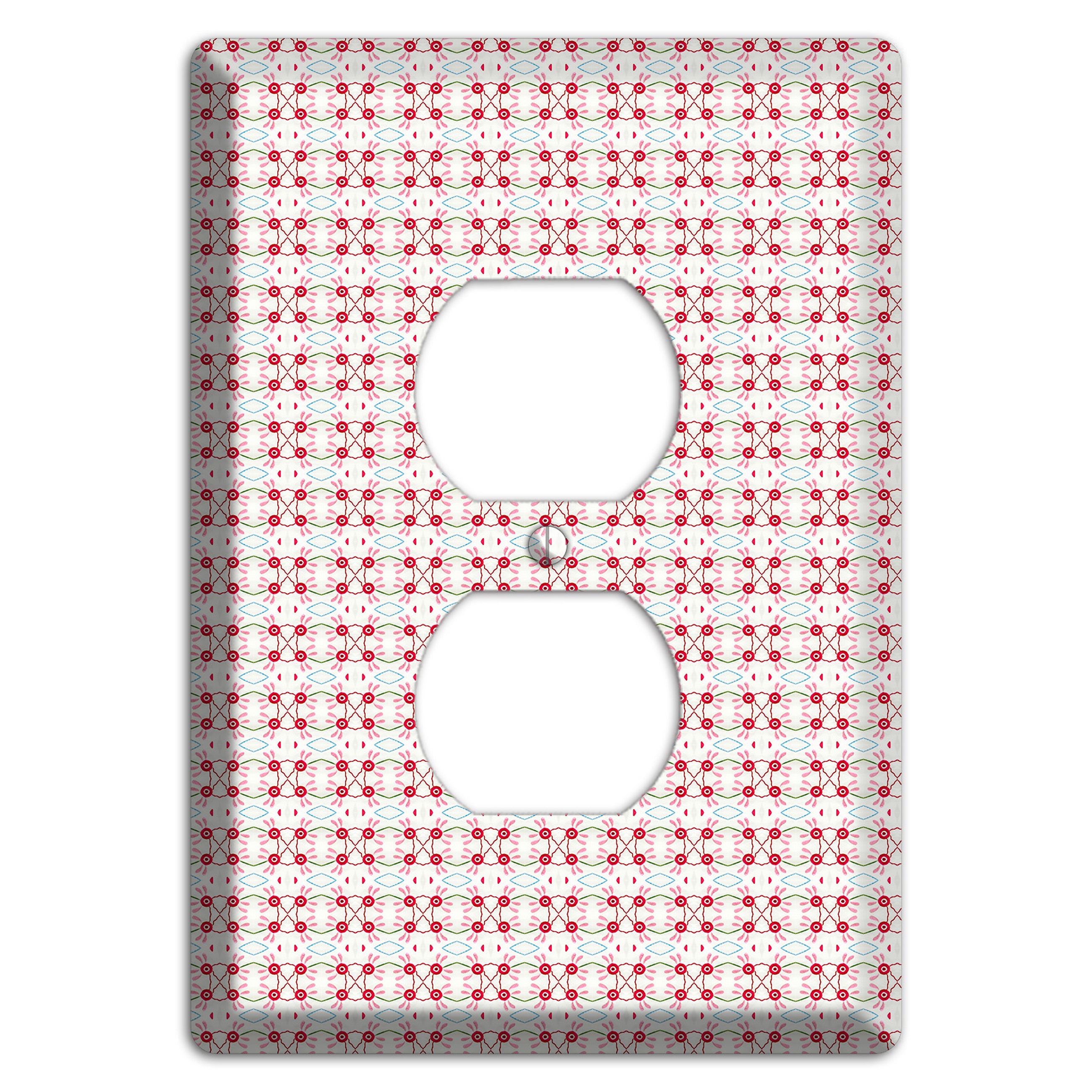 White with Red Ball and Stick Tapestry Duplex Outlet Wallplate