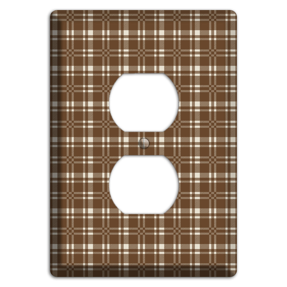 Medium Brown Plaid Duplex Outlet Wallplate