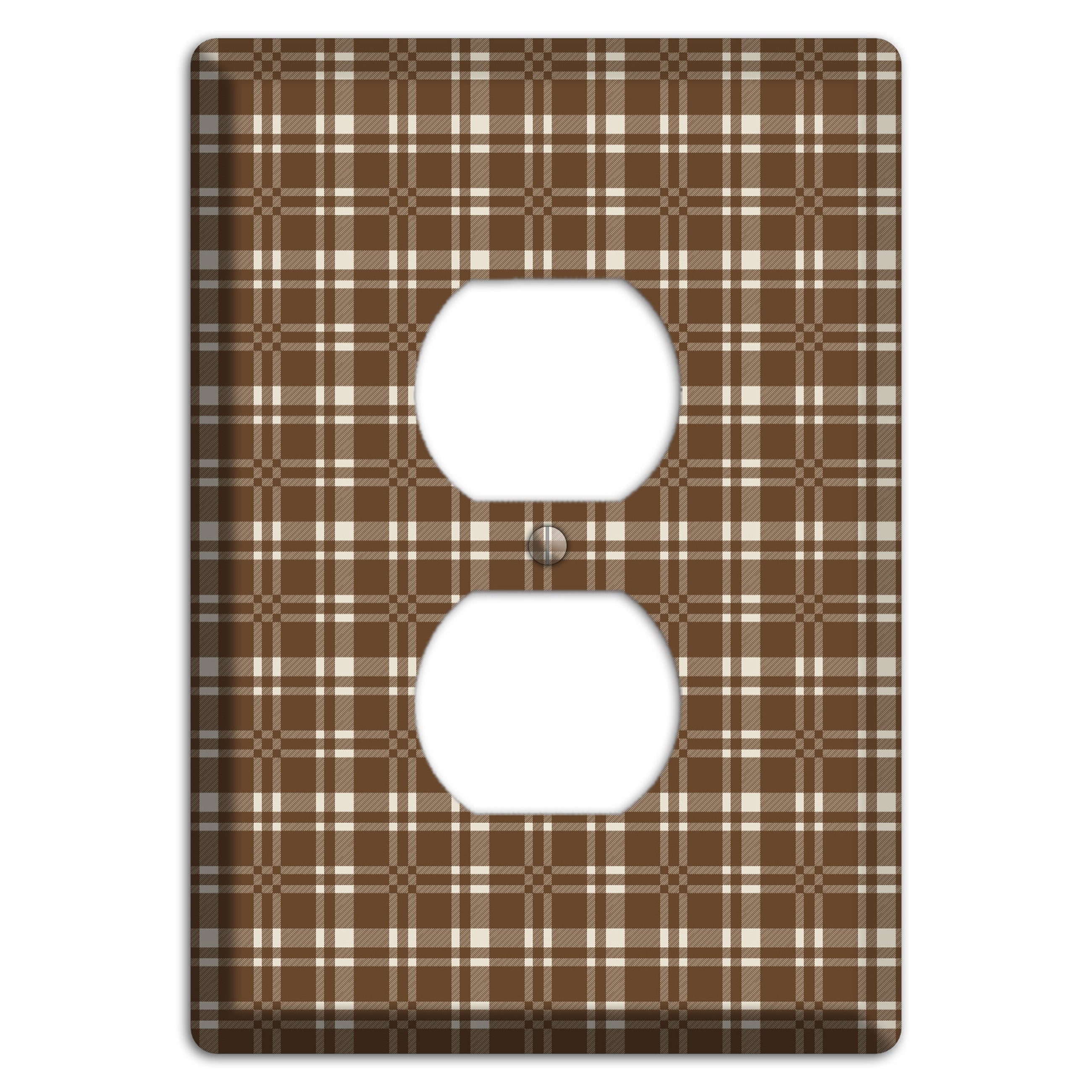 Medium Brown Plaid Duplex Outlet Wallplate