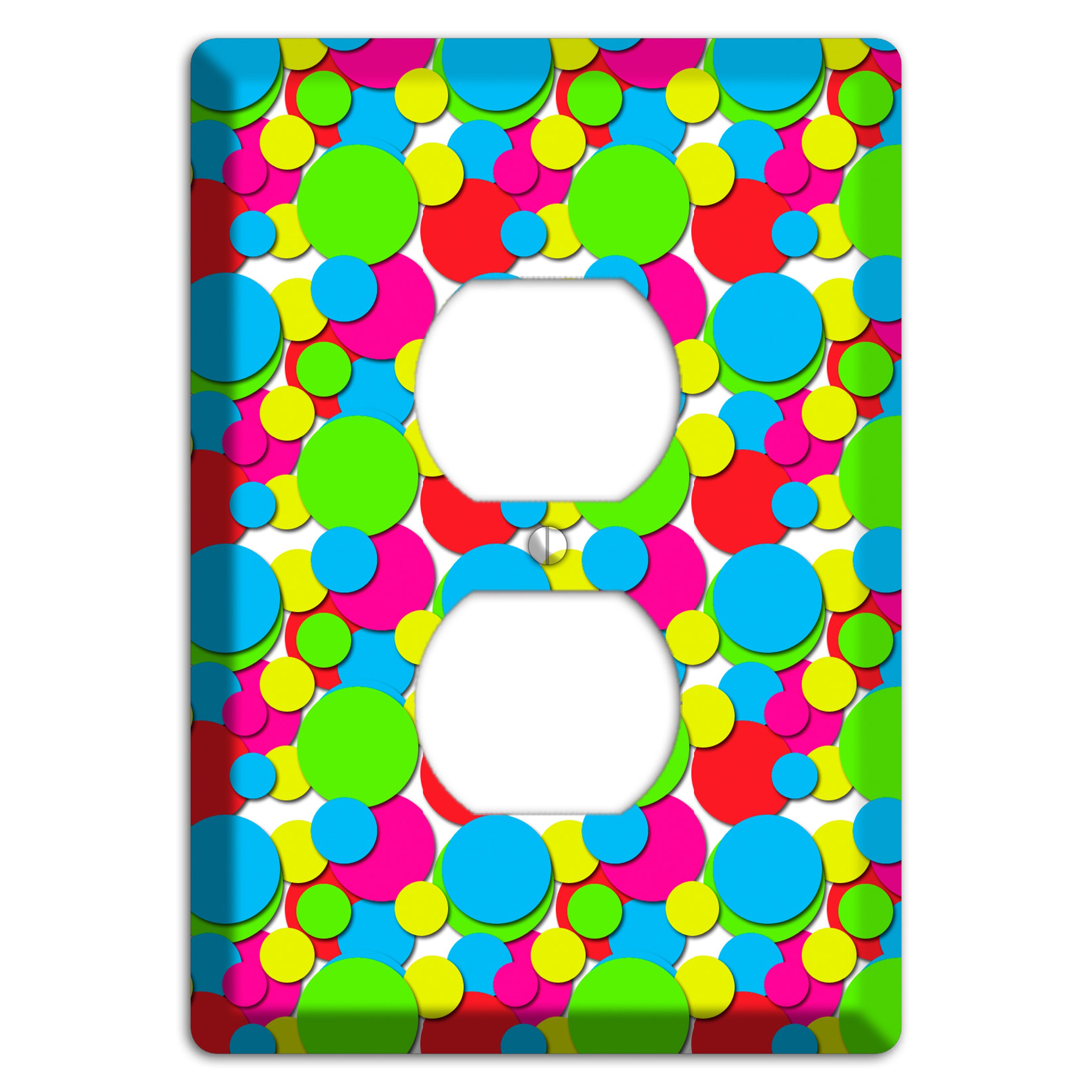 Turquoise Fuschia Lime Red Yellow Bubble Dots Duplex Outlet Wallplate