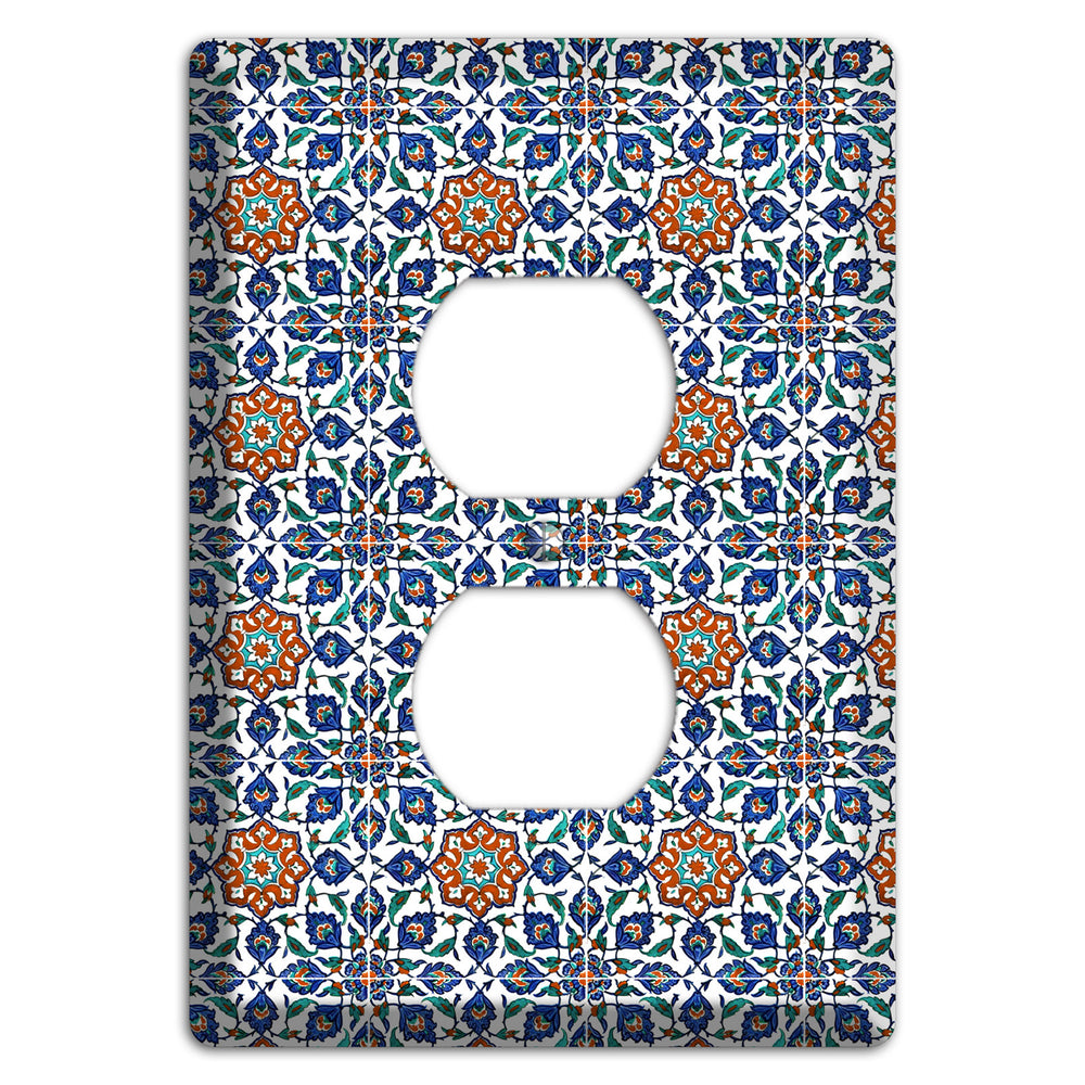 Ornate Floral Tile Duplex Outlet Wallplate