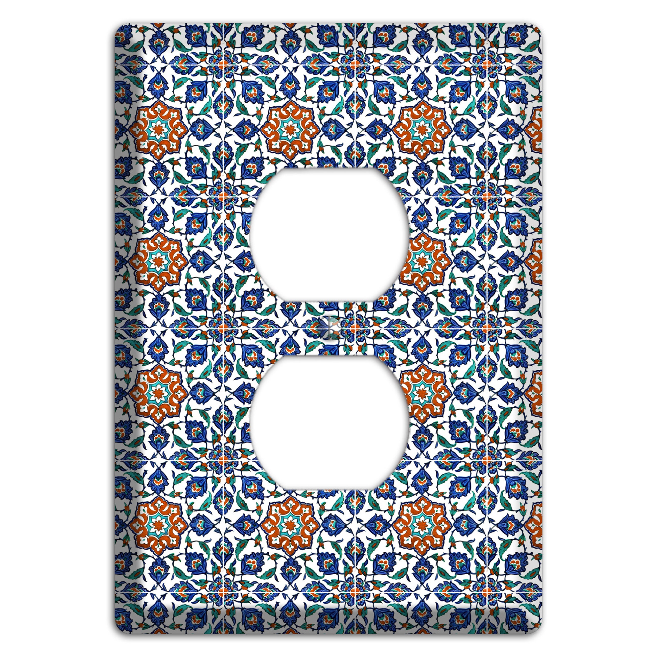Ornate Floral Tile Duplex Outlet Wallplate