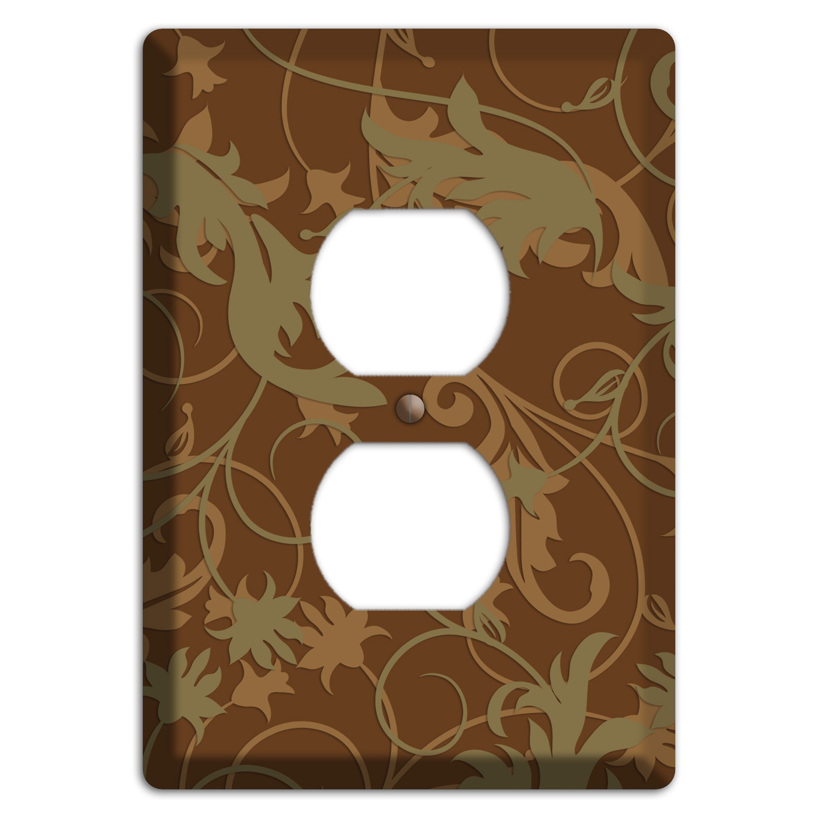 Brown and Olive Victorian Sprig Duplex Outlet Wallplate