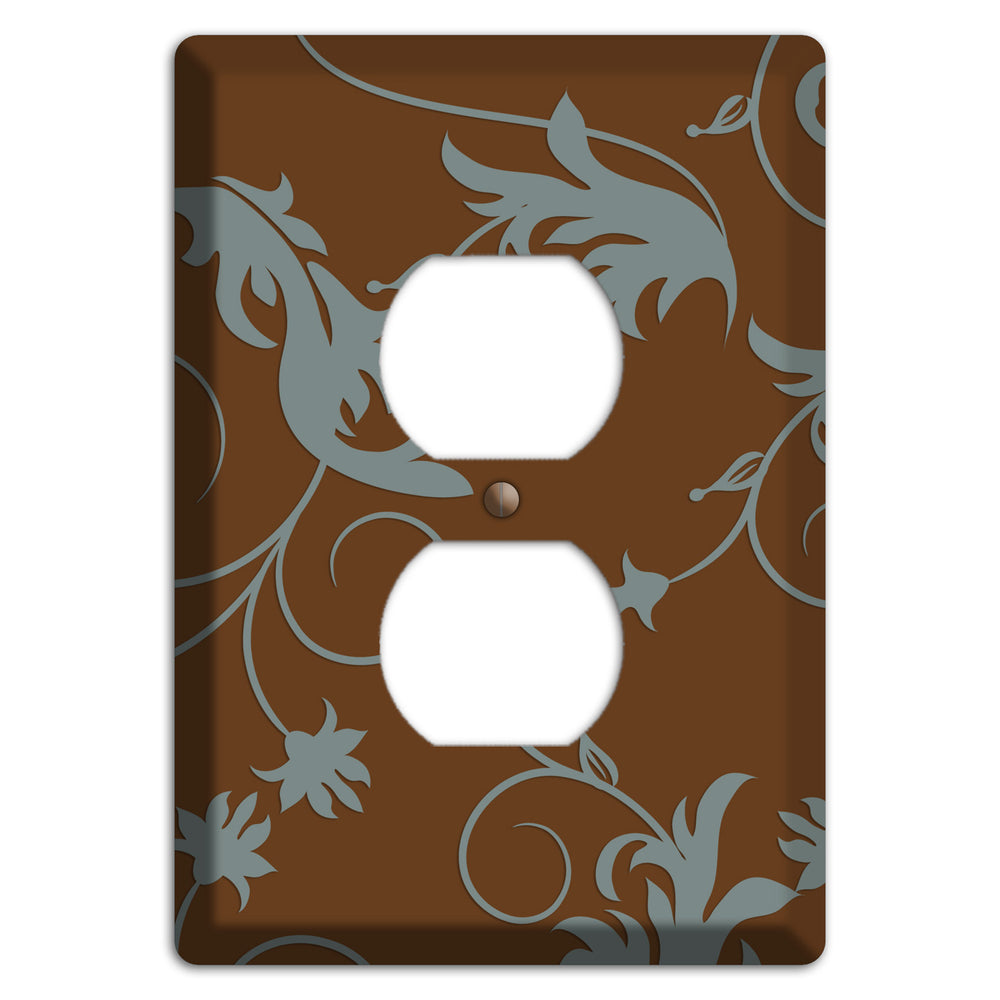 Brown and Grey Victorian Sprig Duplex Outlet Wallplate
